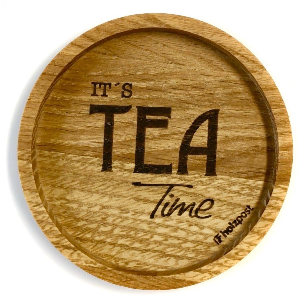 "Tea Time", massiver holzpost Tassenuntersetzer aus Eiche Holzuntersetzer Untersetzer GmbH