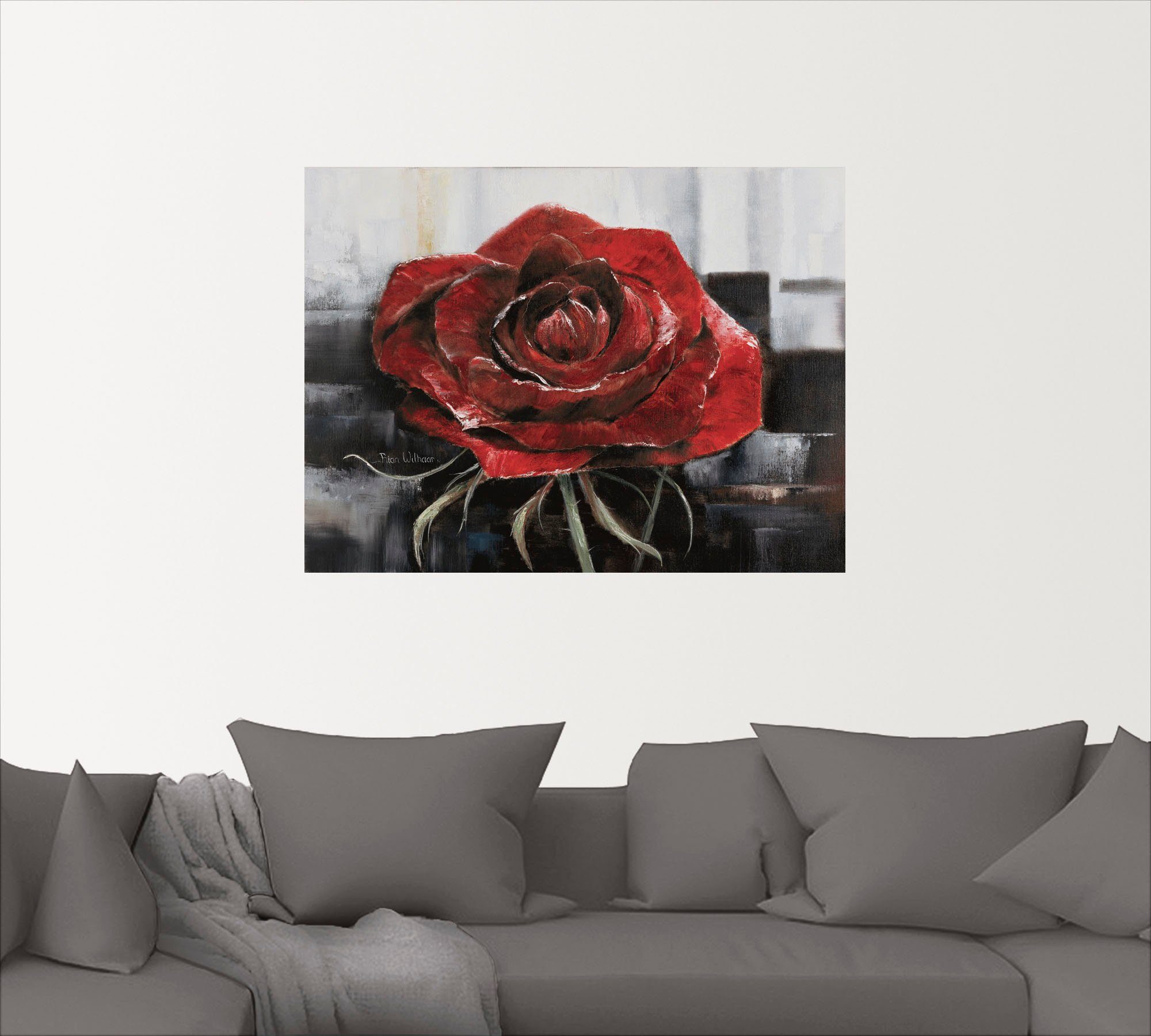 Artland Wandbild Blühende rote als versch. Blumen Rose, oder Wandaufkleber Leinwandbild, St), Größen in (1 Poster