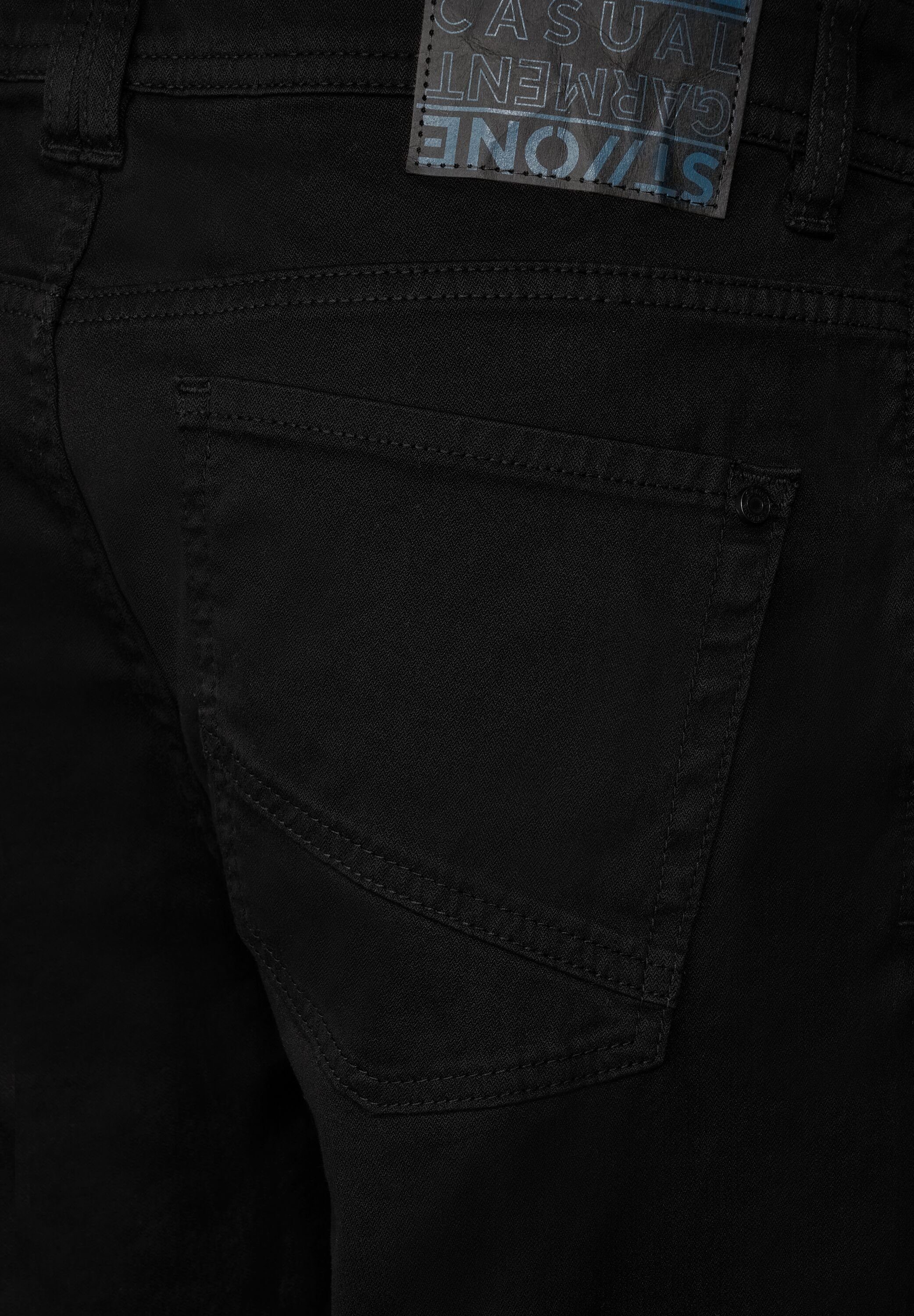 STREET ONE MEN 5-Pocket-Style Black Stoffhose