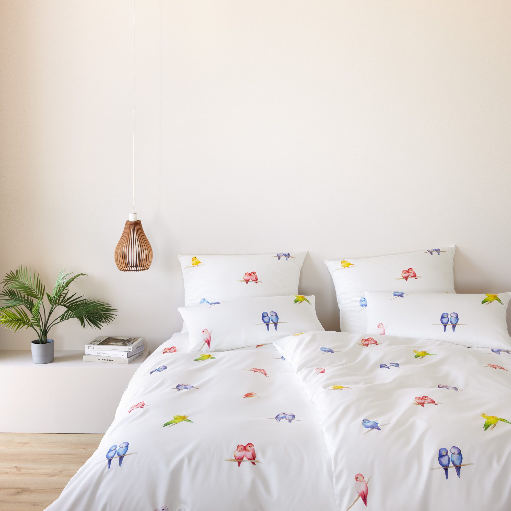 Elegante Bettwäsche Lovebirds, Mako-Satin, 2 teilig, angenehmes Hautgefühl
