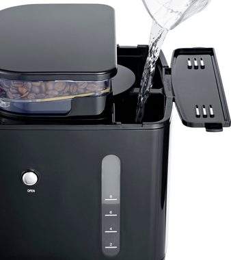 Severin Kaffeemaschine mit Mahlwerk KA 4814, 1l Kaffeekanne, Permanentfilter 1x4, mit Mahlwerk, Schwenkfilter, LED-Touch-Display, Timerfunktion