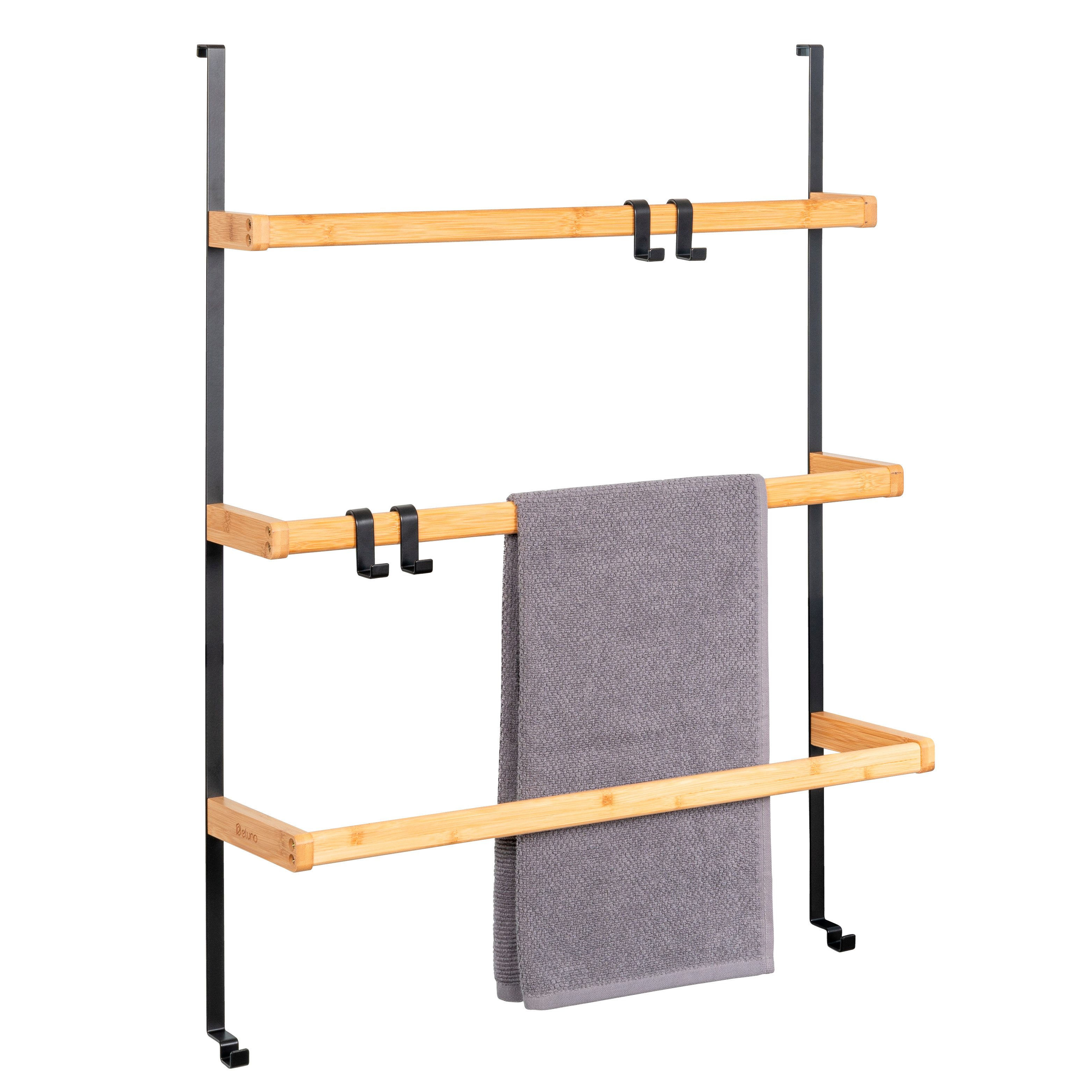 eluno Türregal Tür-Hängeregal aus Metall und Bambus, 3 Handtuchstangen günstig online kaufen