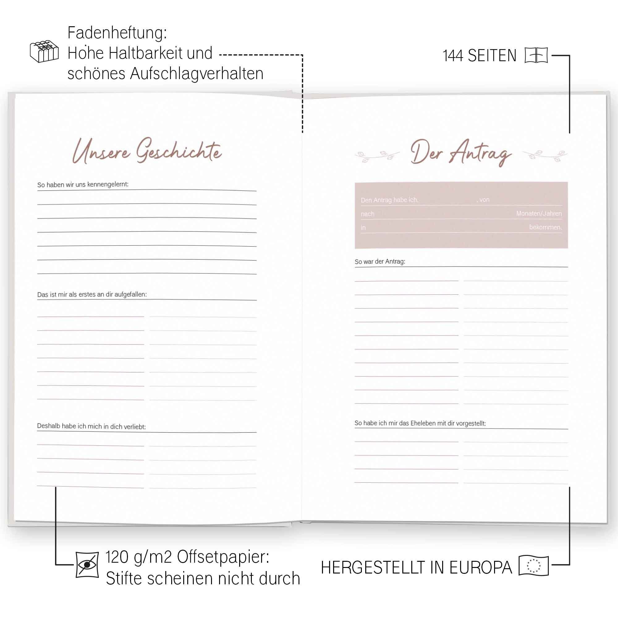LEAF & GOLD Tagebuch Hochzeitstage Tagebuch Erinnert euch gemeinsam