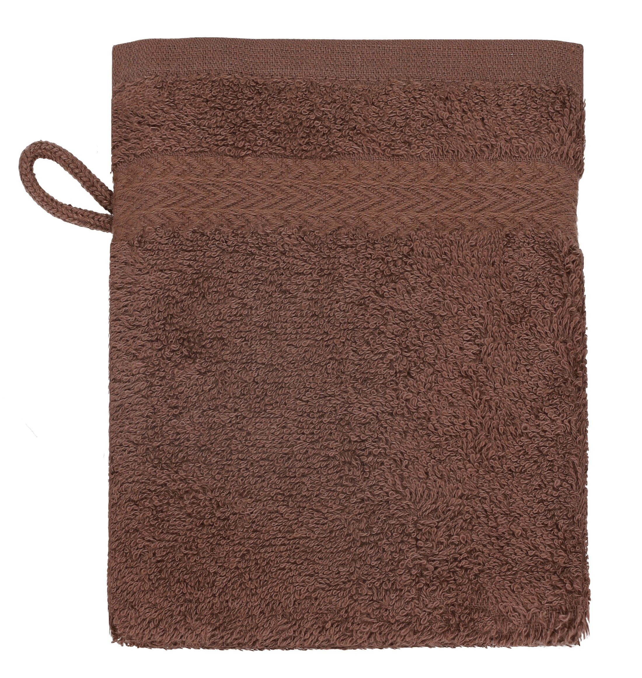 Stück Waschlappen Premium und Waschhandschuh cm dunkelrot nussbraun Farbe 16x21 100% Waschhandschuhe Set Baumwolle 10 Betz