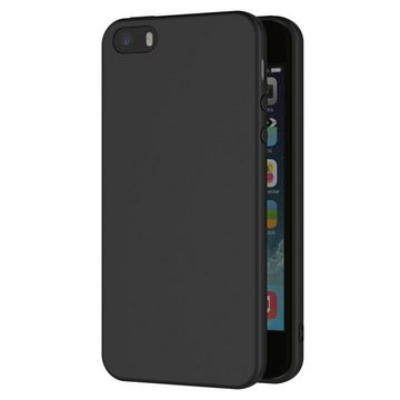 CoolGadget Handyhülle Schwarz als 2in1 Schutz Cover Set für das Apple iPhone 5 / 5S / SE 4 Zoll, 2x Glas Display Schutz Folie + 1x Case Hülle für iPhone 5 5S SE