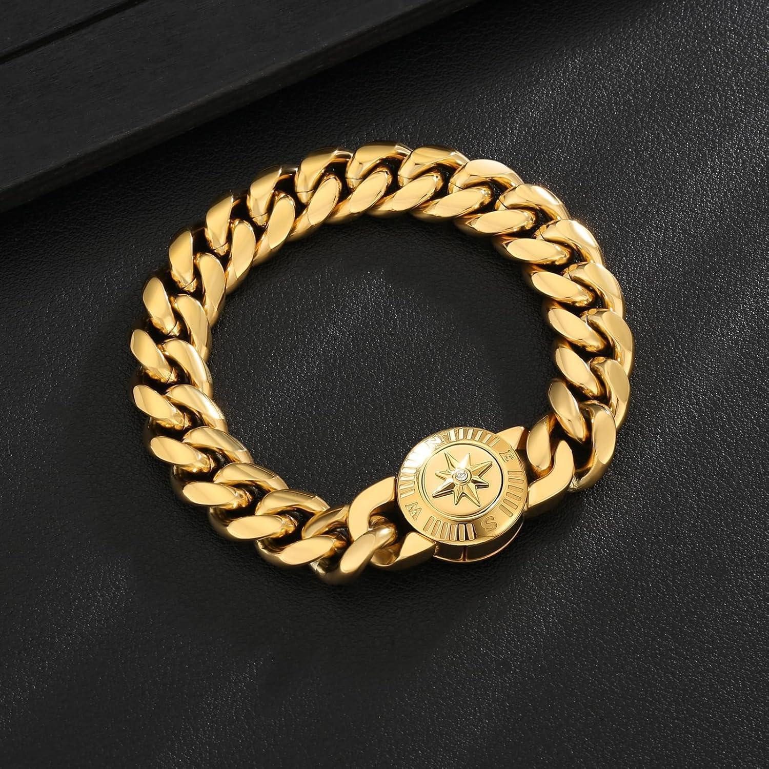 LuxusKollektion Panzerarmband Herren Armband Löwe/Totenkopf Verschluss 18K Gold