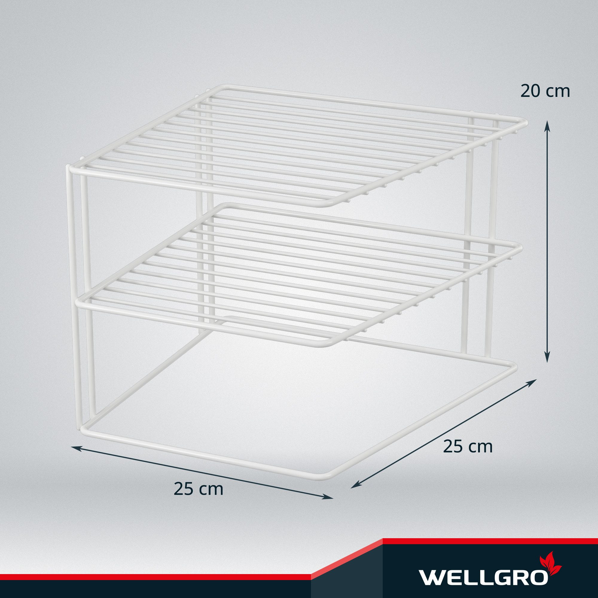 Wellgro Geschirrständer 2x Schrankeinsatz mit 2 Etagen - weiß, 25 x 25 x 20 cm – Bild 4 von 5