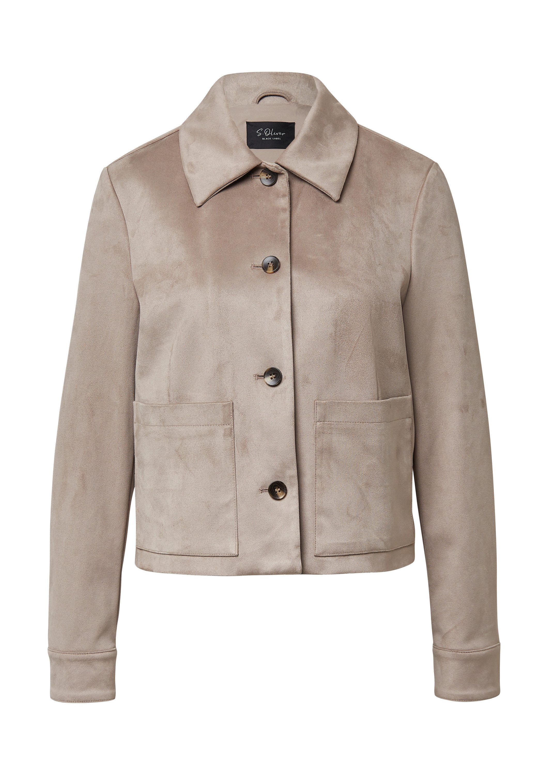 s.Oliver Funktionsjacke Indoor-Jacke Jacke in Veloursleder-Optik mit aufges günstig online kaufen