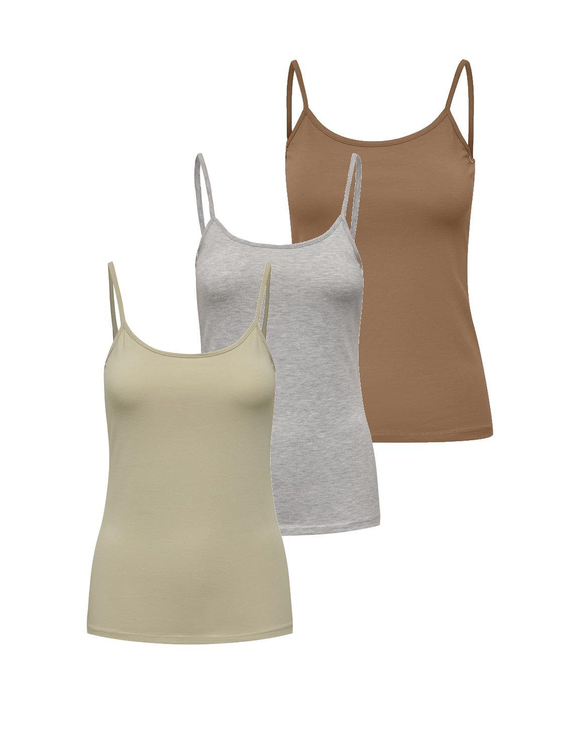 ONLY Spaghettitop Only Damen 3er-Pack Basic Spaghetti-Träger Top günstig online kaufen