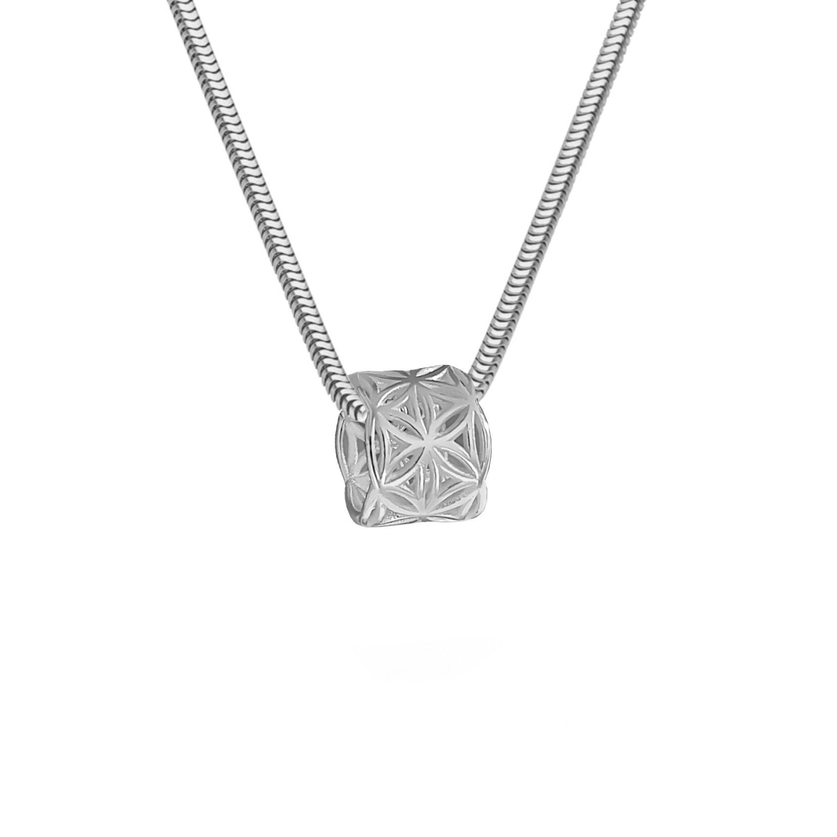 SCHOSCHON Schlangenkette Lebensblume Ring Minimalistisch 925 Silber Floral Blumenmotiv (Geschenkidee Damen, Floral), Valentinstag, zur Kleid, Schmuck ohne Stein