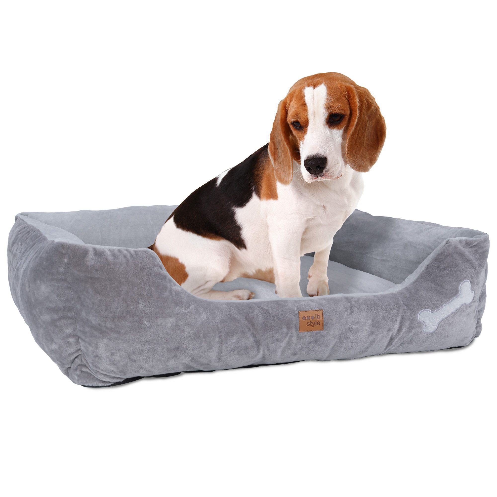 ib style Tierkissen Happy Buddy M 85x70cm Grau, Körbchen - mit Reißverschluss - Anti-Rutsch Unterseite