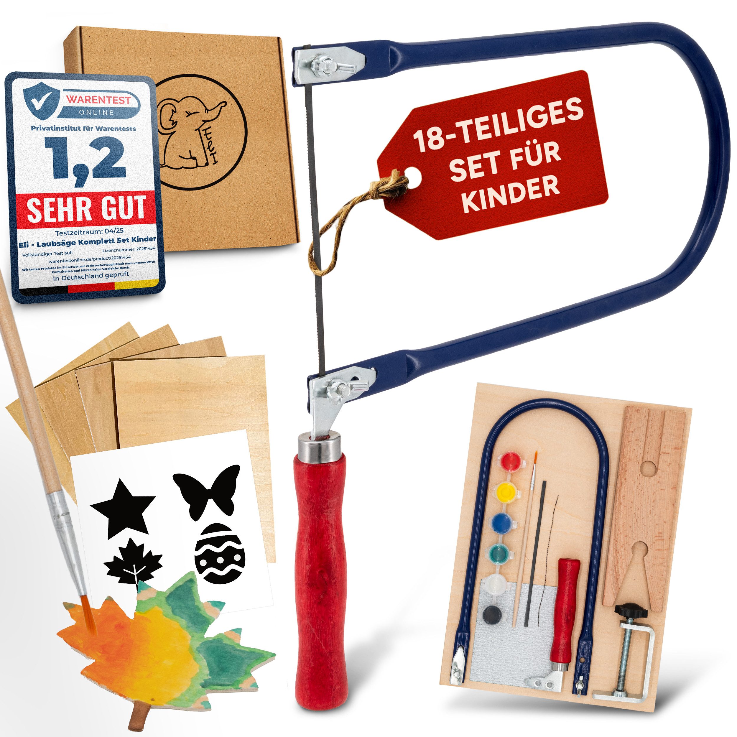 Eli Kinder-Werkzeug-Set Laubsäge für Kinder - inkl Vorlagen - Laubsägeplatt günstig online kaufen