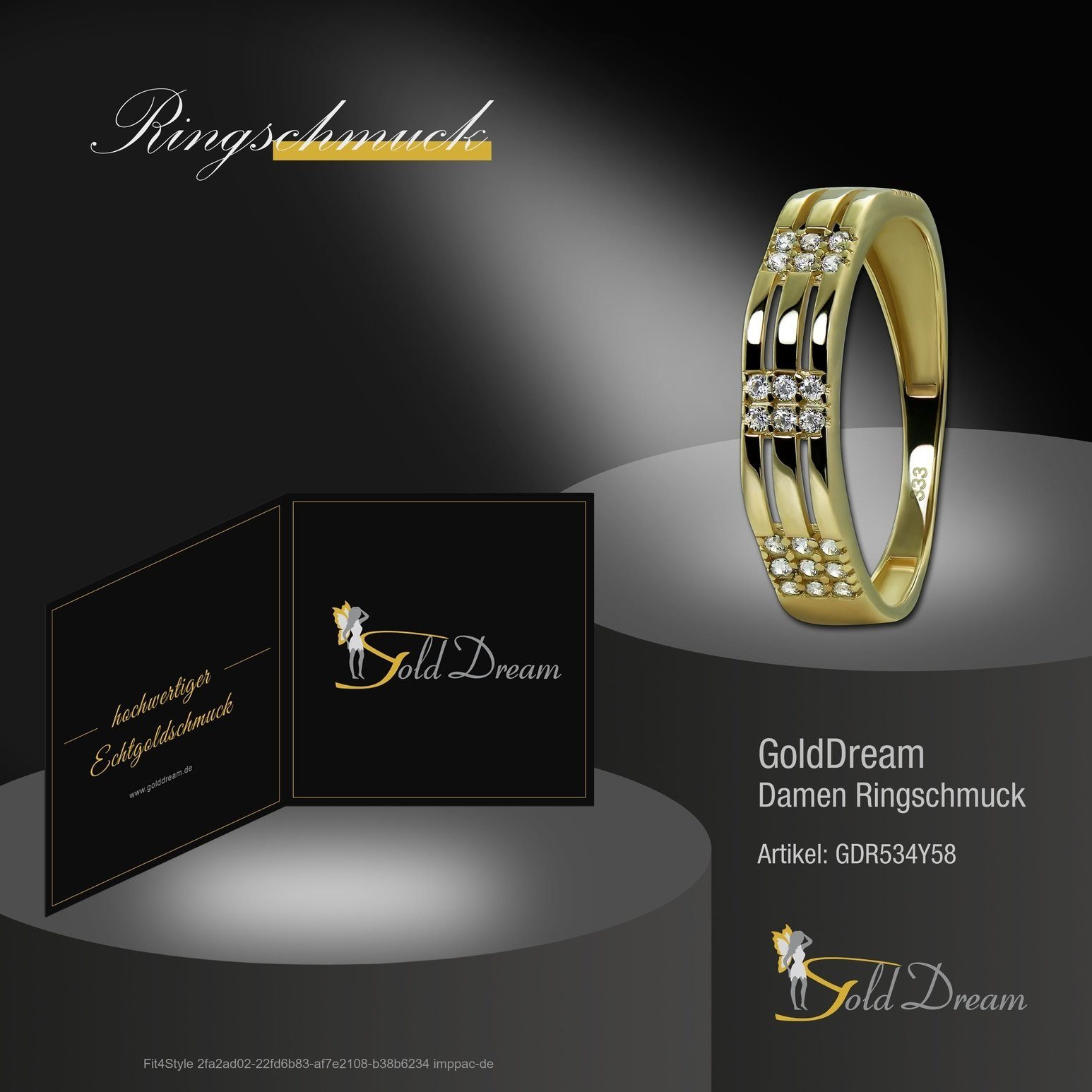 Goldring Gelbgold GoldDream Sparkle Karat, GoldDream 8 - gold, Sparkle weiß Ring 333 Farbe: (Fingerring), Gold Damen Ring Gr.58
