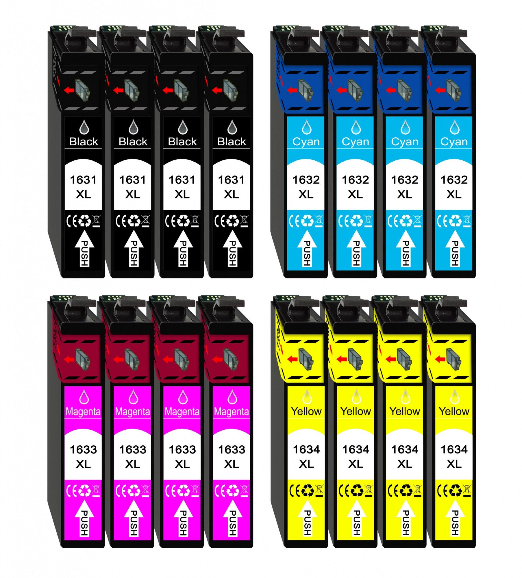 16er Pack Druckerpatronen 16 16XL kompatibel mit Epson WF-2760 Tintenpatrone