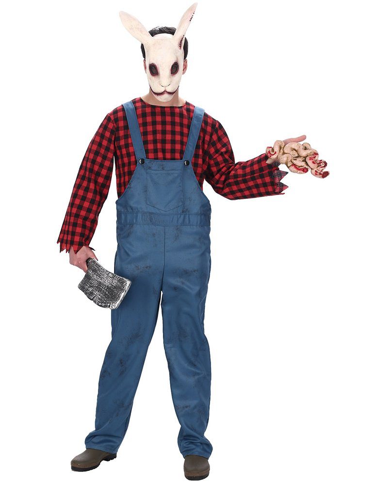 CHAKS Clown-Kostüm Horror Hase 'Lumberjack' - Herren Kostüm, Blau Ro