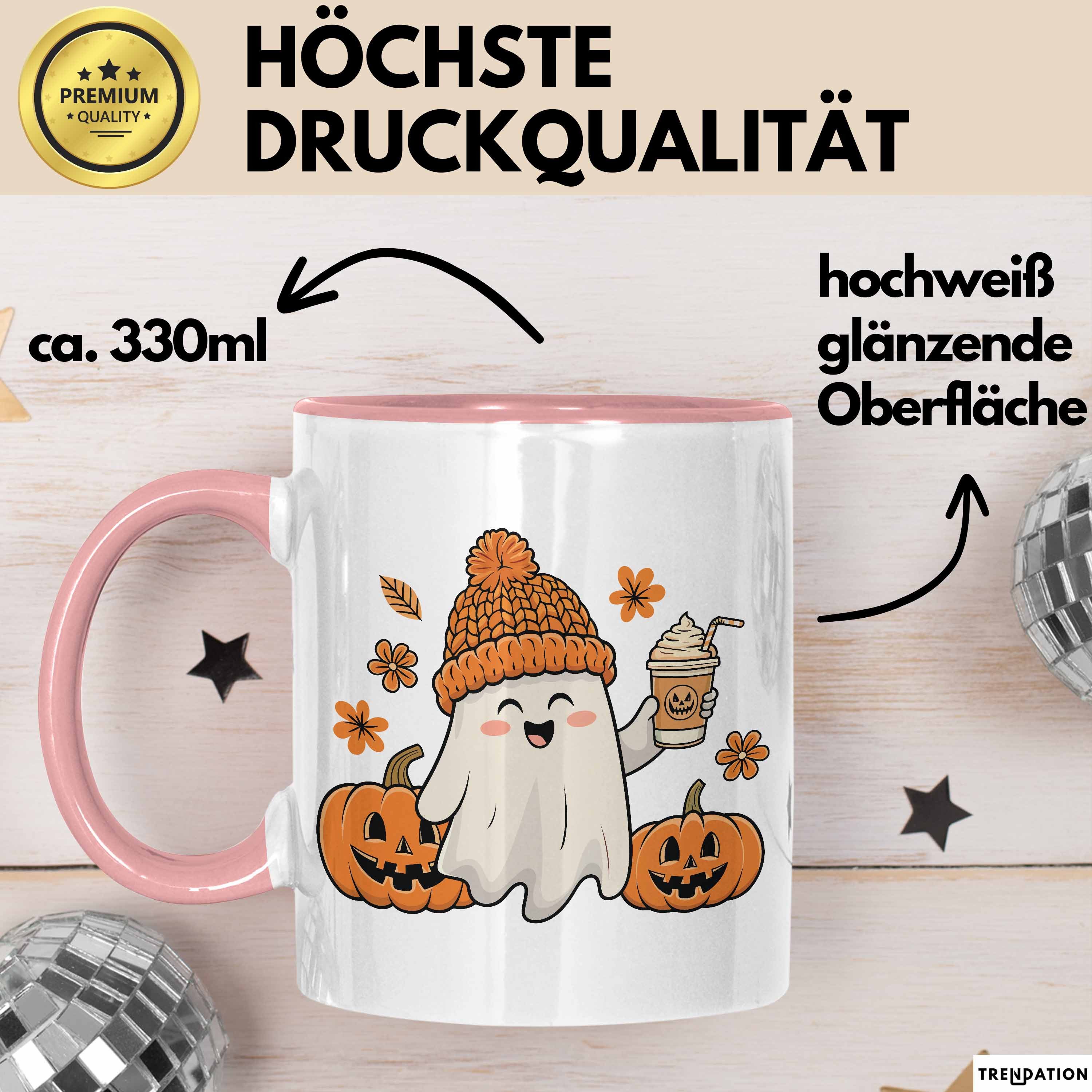 Trendation Tasse Halloween Tasse Geschenk Kürbis Geschenkidee Oktober Kaffee-Becher – Bild 3 von 5
