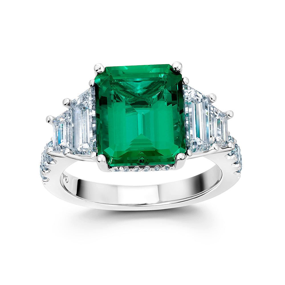 Jumpeak Diamantring 4CT,14K Weißgold,Diamantring,Ring Mit Grünem Stein,Verlobungsring, Ehering,Ring Mit Stein,Mutter tochter Geschenk, Geschenk für Damen