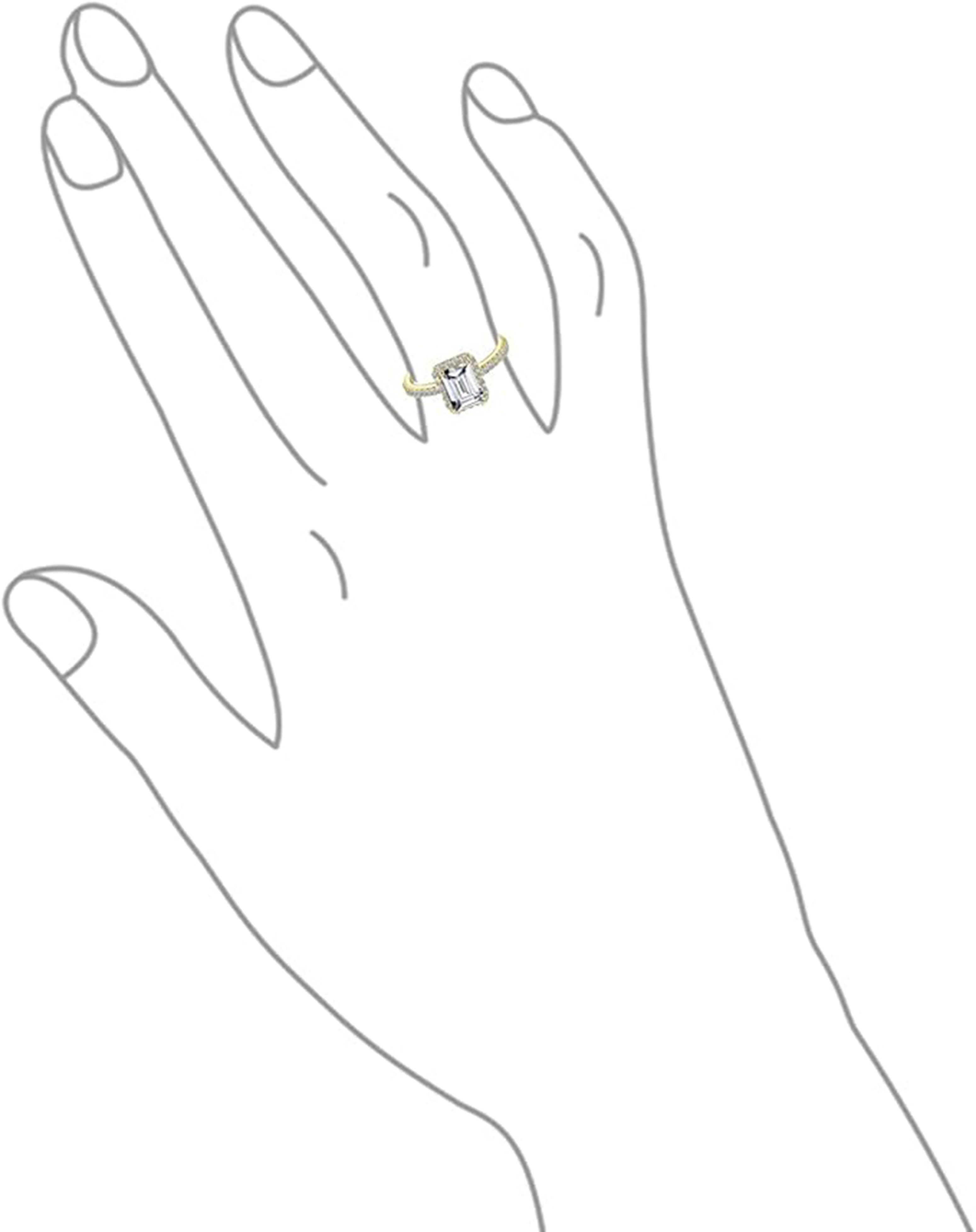 Jumpeak Verlobungsring 585 Gold, 2ct Smaragdschliff	, Labor-Diamant, Damen-Eheringset, Geschenk für Ihre Liebsten/Jubiläum/Weihnachten, Luxusschmuck mit IGI