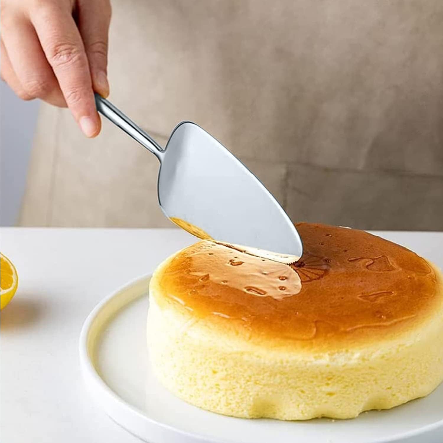 Coonoor Kuchenheber Fünfteiliges Set Edelstahl-Kuchenheber mit gezacktem Rand, geeignet für Restaurants, Küchen und Partys