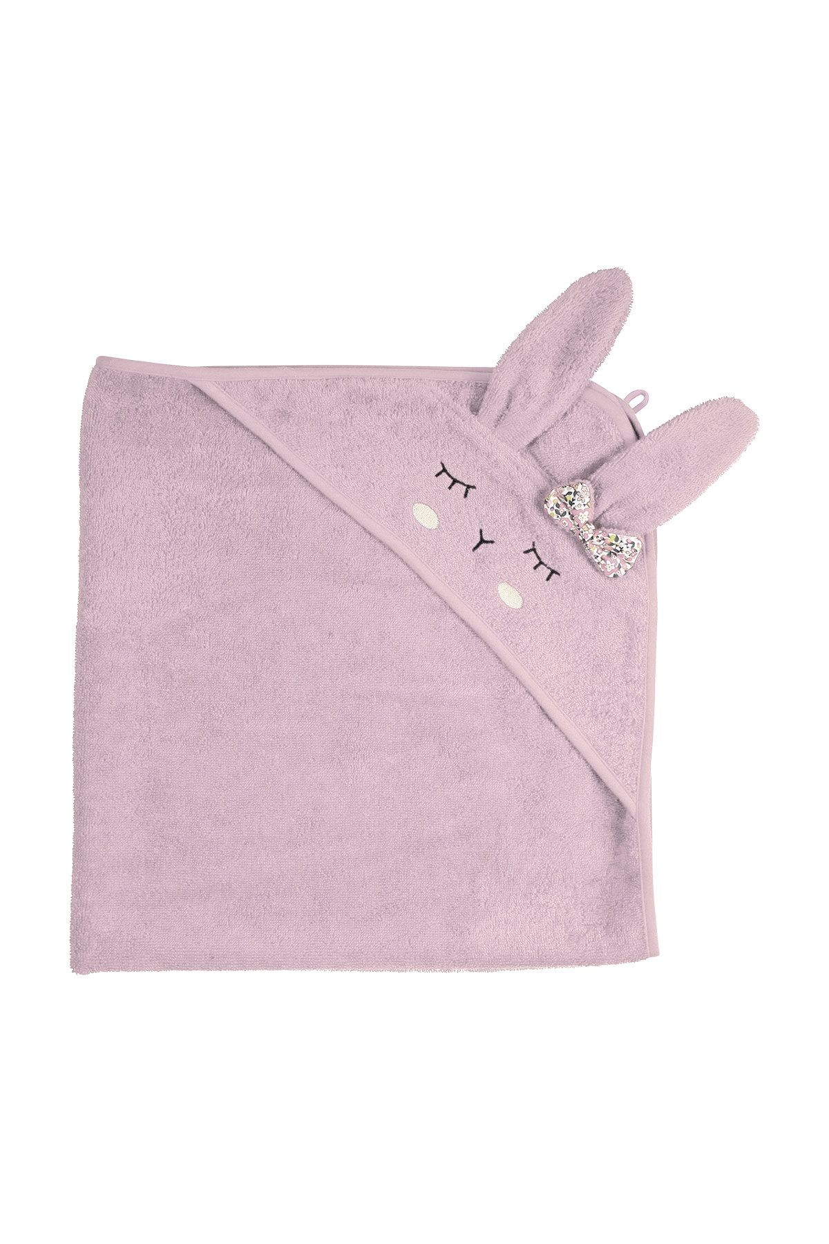kikadu Badeponcho Kapuzen-Handtuch Hase Rose, kuschelig weich Bio-Baumwolle
