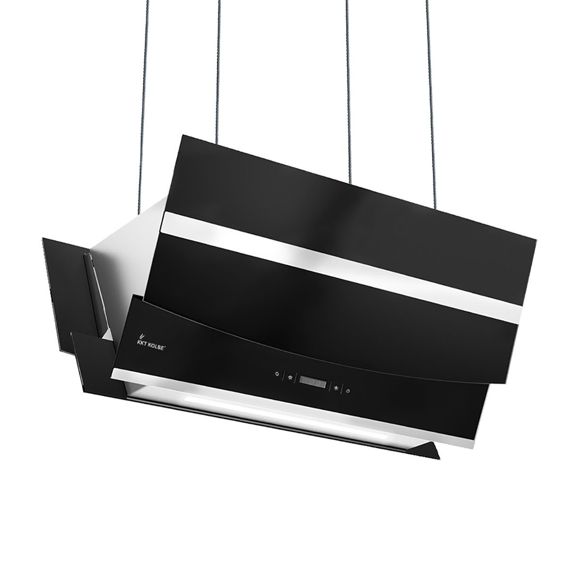 KKT KOLBE Inselhaube Dunstabzugshaube 90cm HERMES-INSEL-908SM RGBW Ambientebeleuchtung Abzugshaube / Inselhaube / Smart WiFi-App / Edelstahl / Glas / Leise