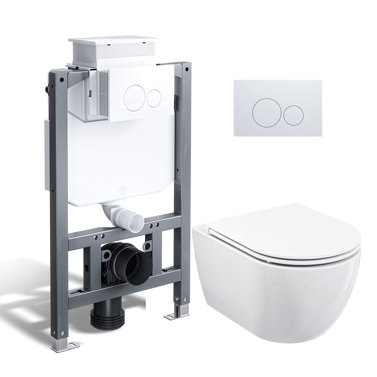 HOROW Vorwandelement WC WC-Komplettset Spülkasten hänge WC Set, wc Komplett Set, 2-Mengen-Spulung
