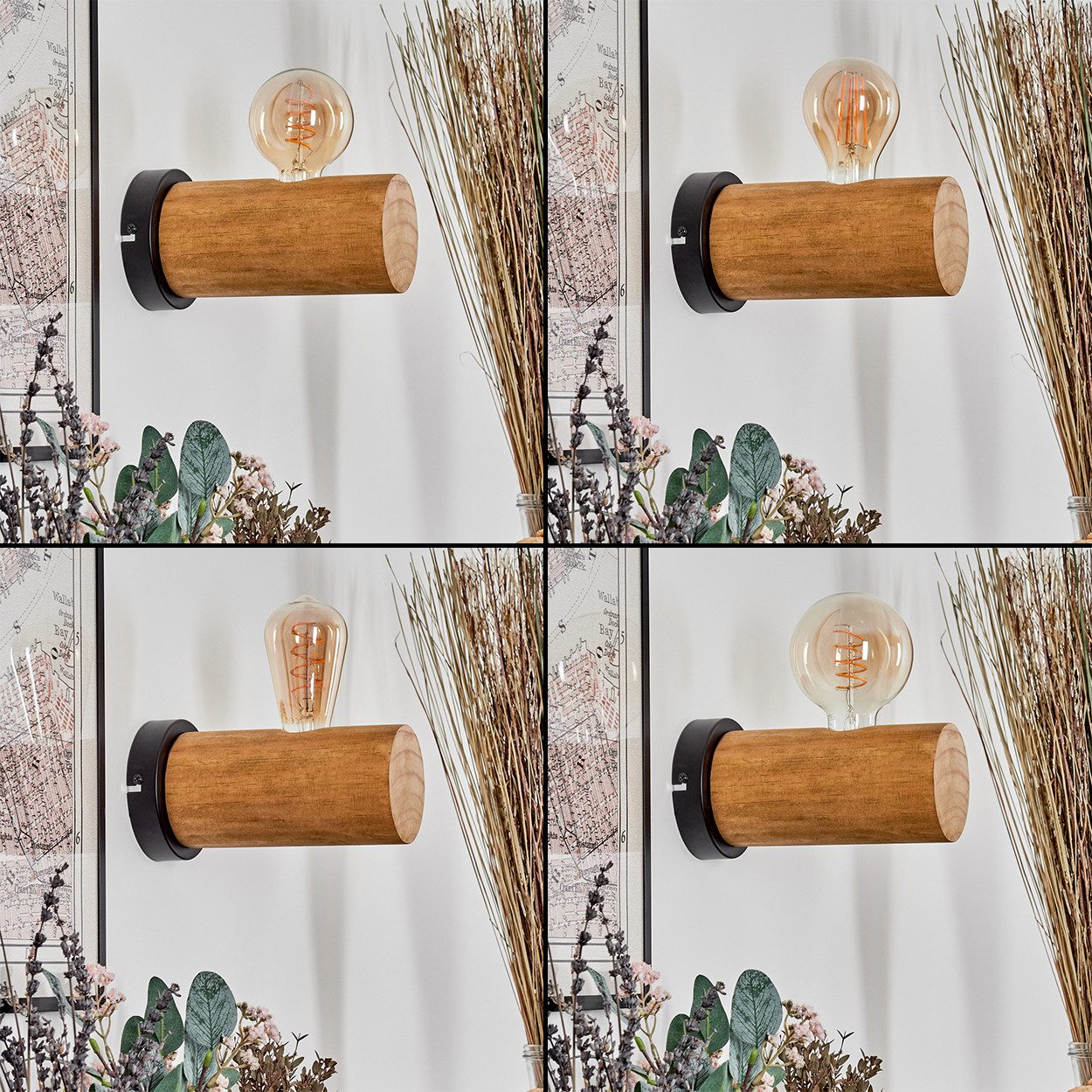 hofstein Wandleuchte Wandlampe aus Metall/Holz in günstig online kaufen