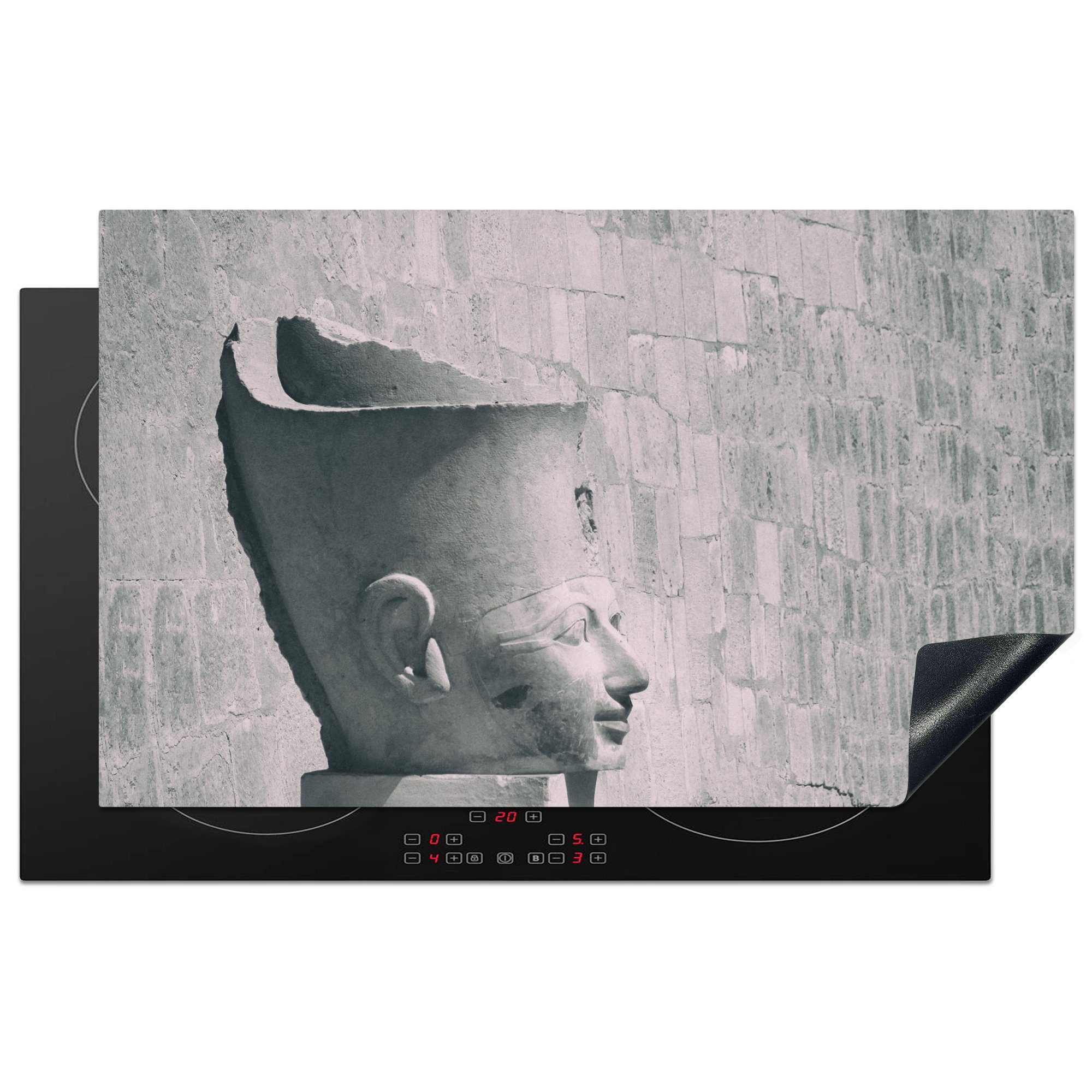 MuchoWow Herdblende-/Abdeckplatte Pharao, Vinyl, (1 tlg), 83x51 cm, Ceranfeldabdeckung, Arbeitsplatte für küche