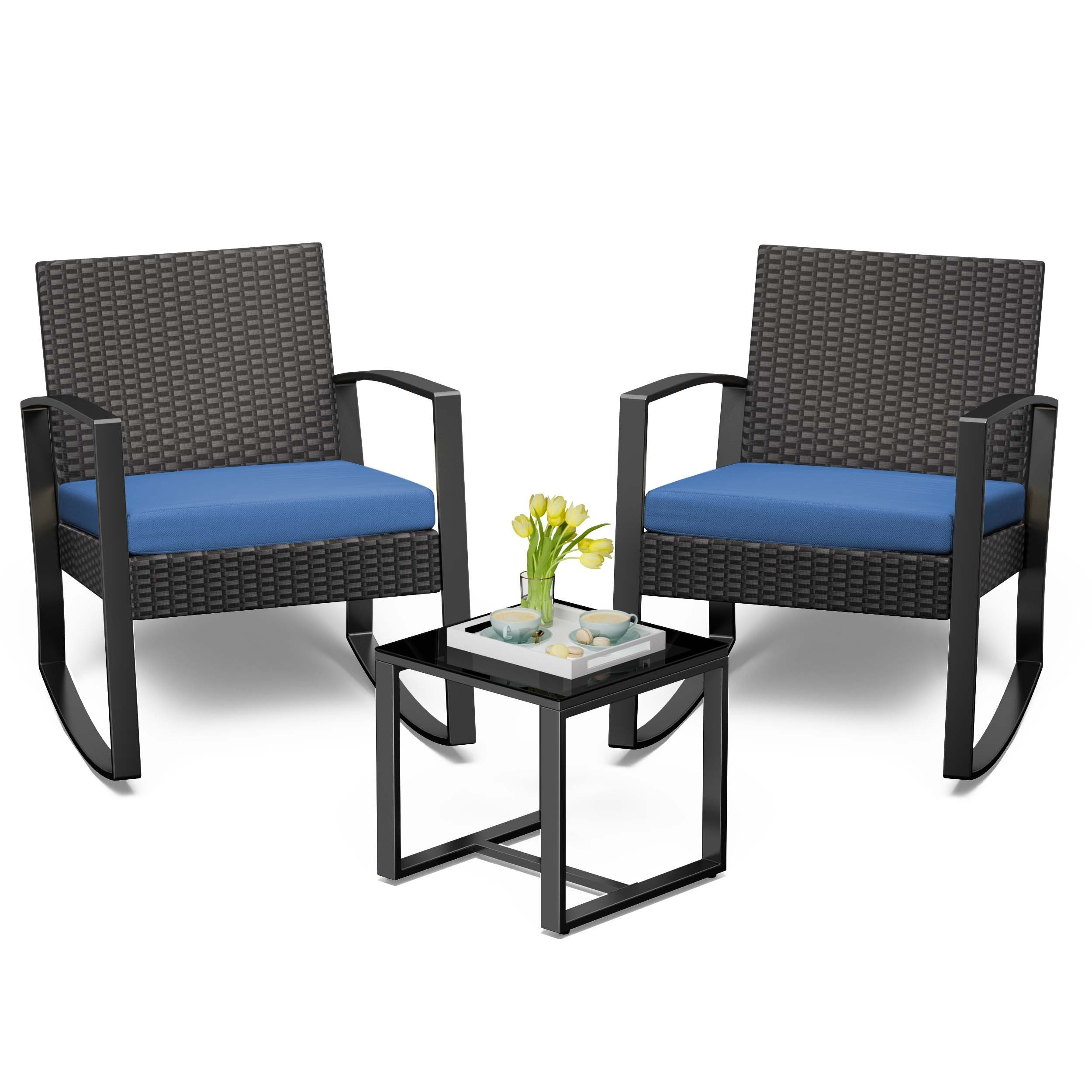 Bealife Balkonset Gartenlounge-Set, (3-tlg), 1 Tisch und 2 Stühle, Rattan G günstig online kaufen