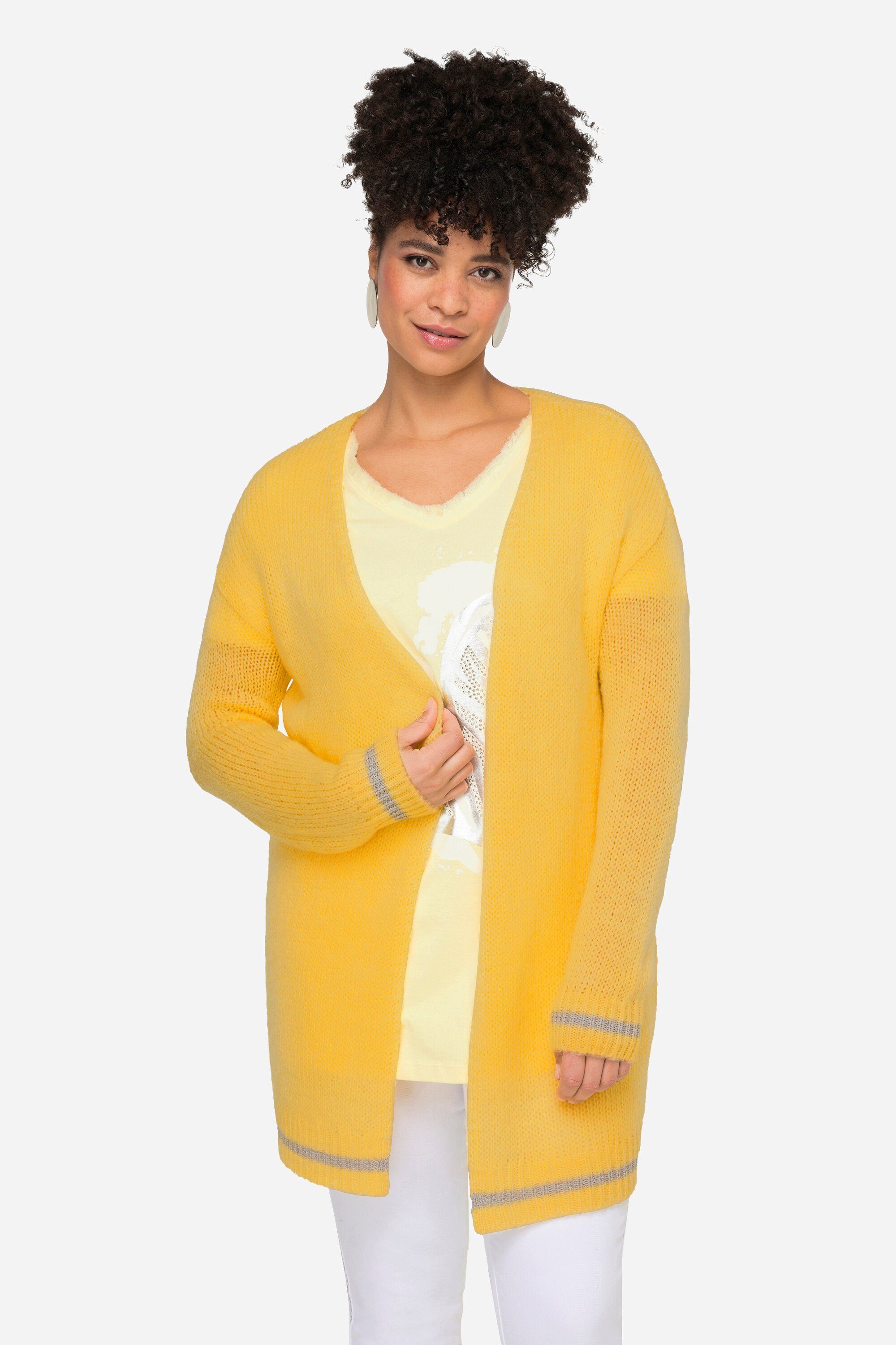 MIAMODA Strickjacke Strickjacke Glitzer-Bündchen offene Form günstig online kaufen