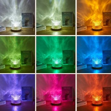 DOPWii Nachtlicht Crown Water Ripple Nachtlicht (16RGB) mit Fernbedienung dimmbar, Erfordert Stromanschluss