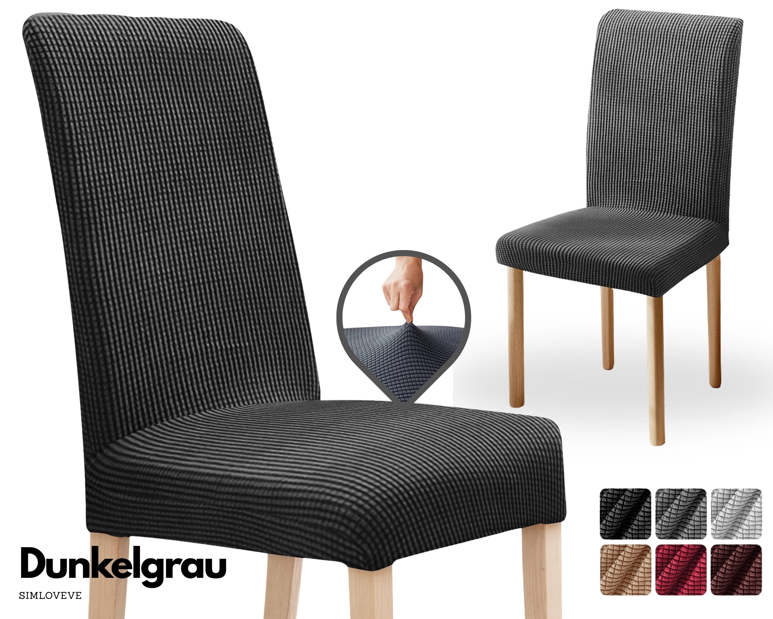 Simloveve Stuhlhusse Stretch Stuhlbezug Waschbar Schutz & Dekoration für Stühle, Esszimmerstuhl Bezüge ideal für Zuhause, Party & Restaurant