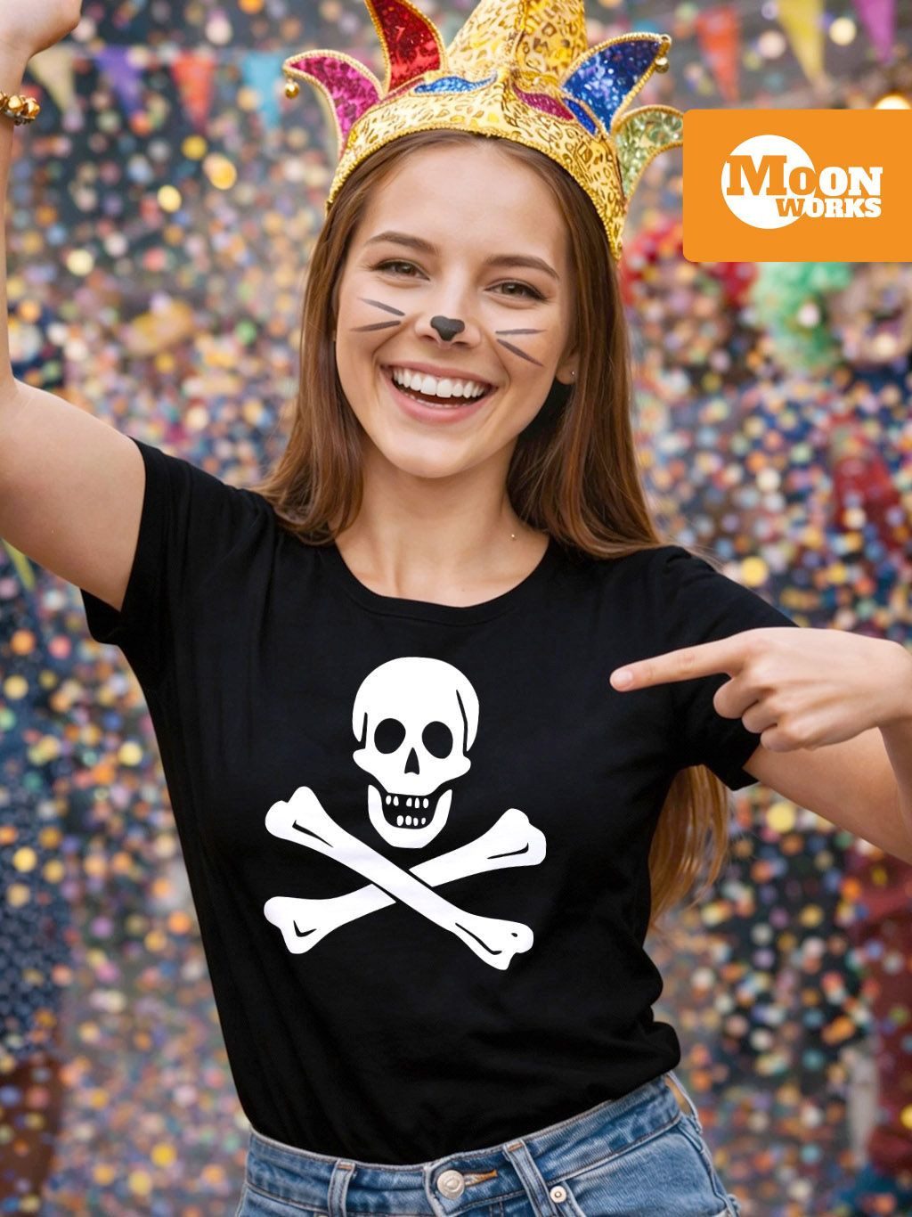 MoonWorks Print-Shirt Damen T-Shirt Verkleidung einfach Pirat Piratin Skull günstig online kaufen