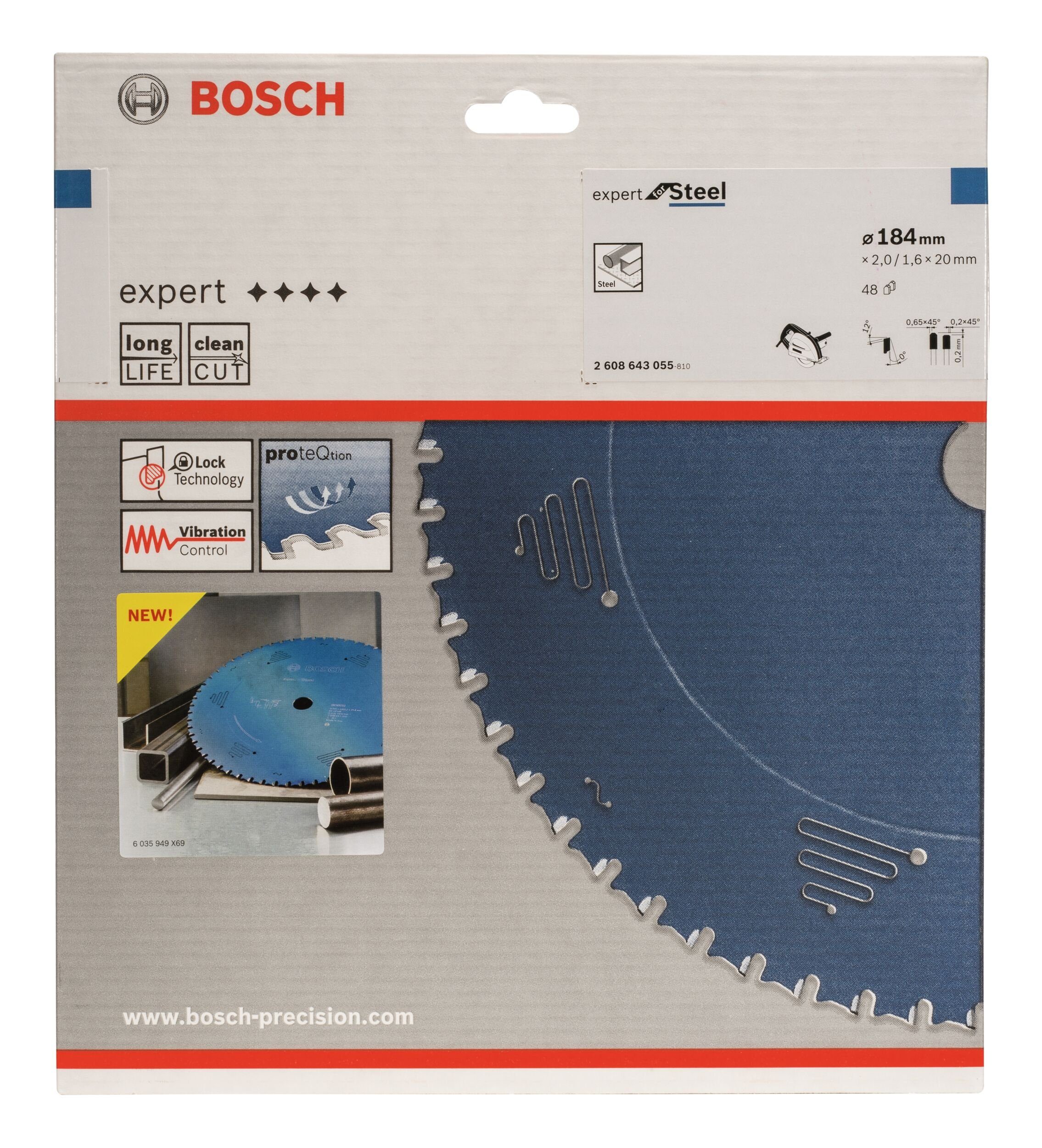 BOSCH Kreissägeblatt Expert 48Z, x 184 20 2 x mm For - Steel