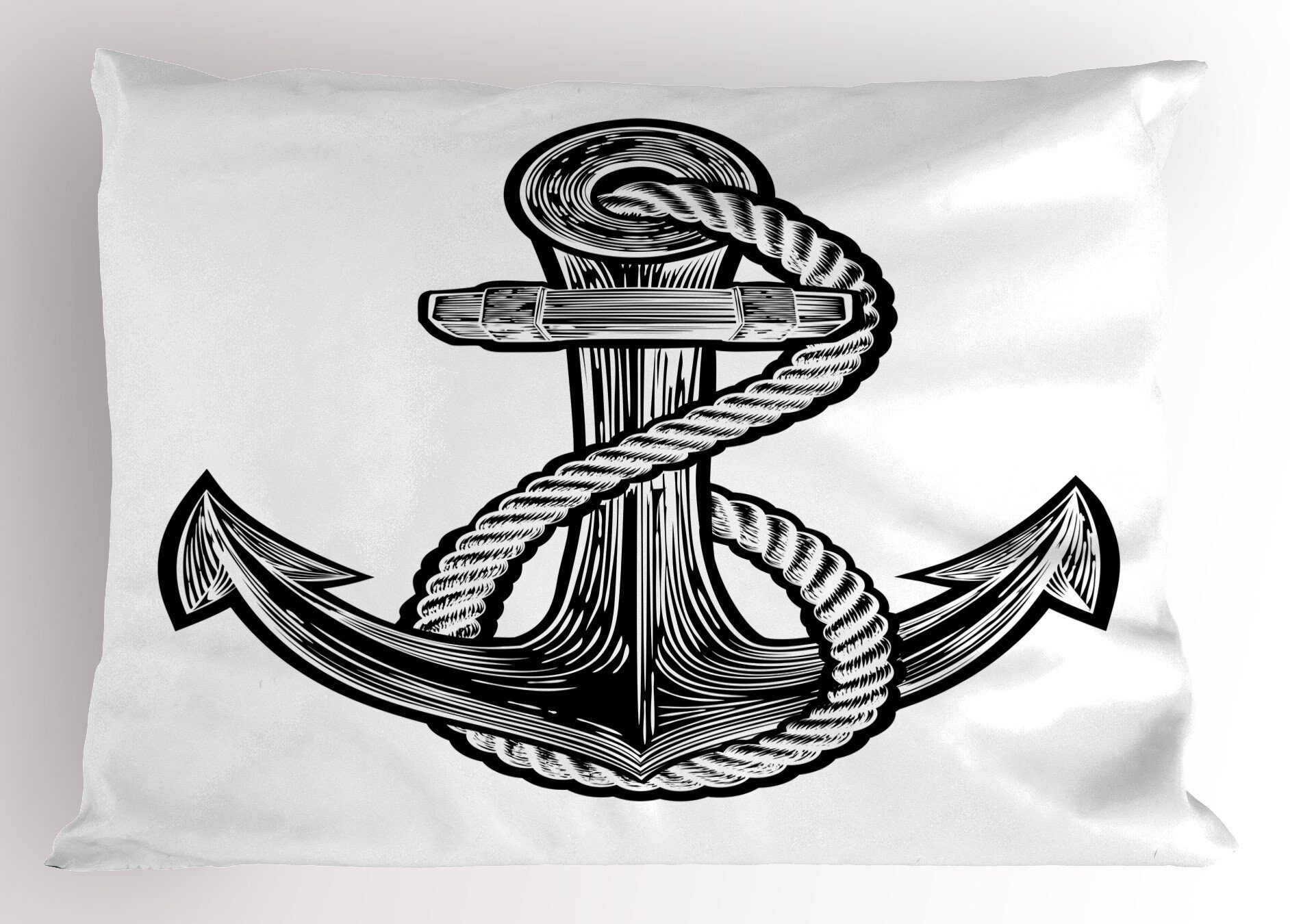 monochrome Stück), Tattoo Gedruckter King Dekorativer Abakuhaus (1 Size Anchor Standard Nautical Kissenbezug, Kissenbezüge