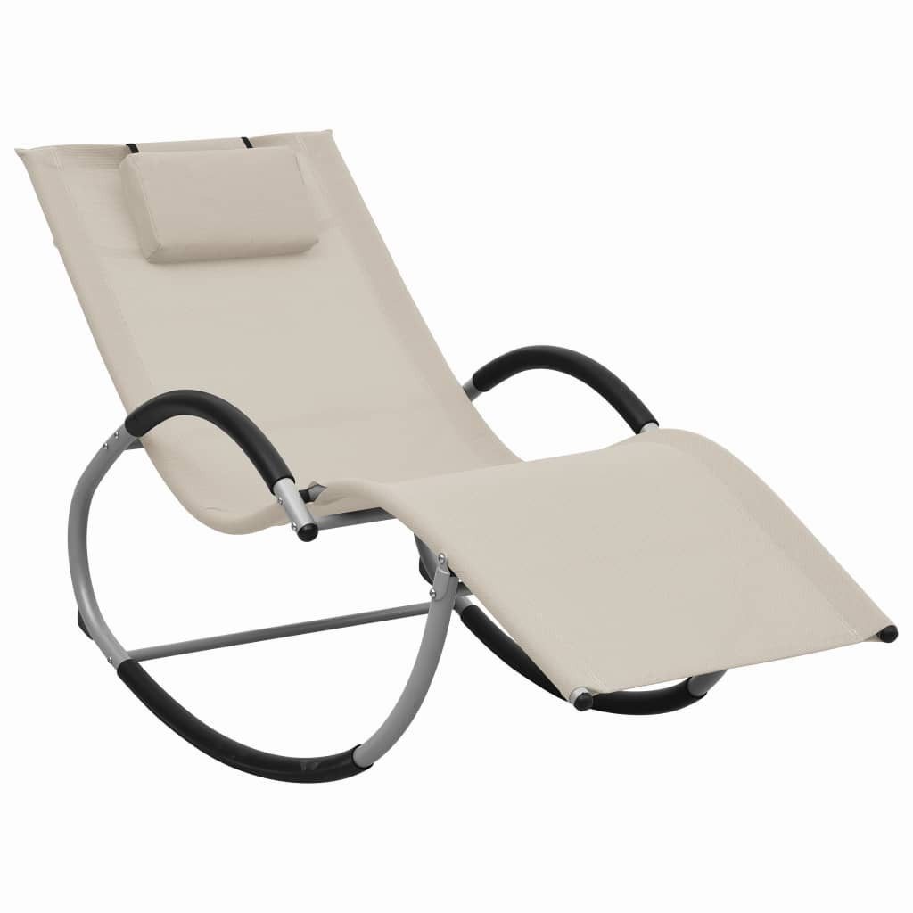 Gartenliege Markante Sonnenliege 65 x 155 x 83 cm in Creme und Grau