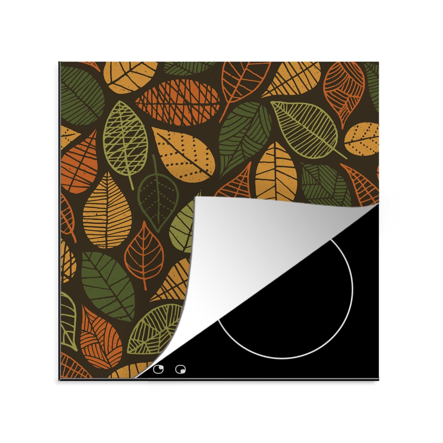 Blätter, Herbst Muster Herdblende-/Abdeckplatte MuchoWow tlg), - Vinyl, - für Ceranfeldabdeckung, cm, (1 Arbeitsplatte küche 78x78