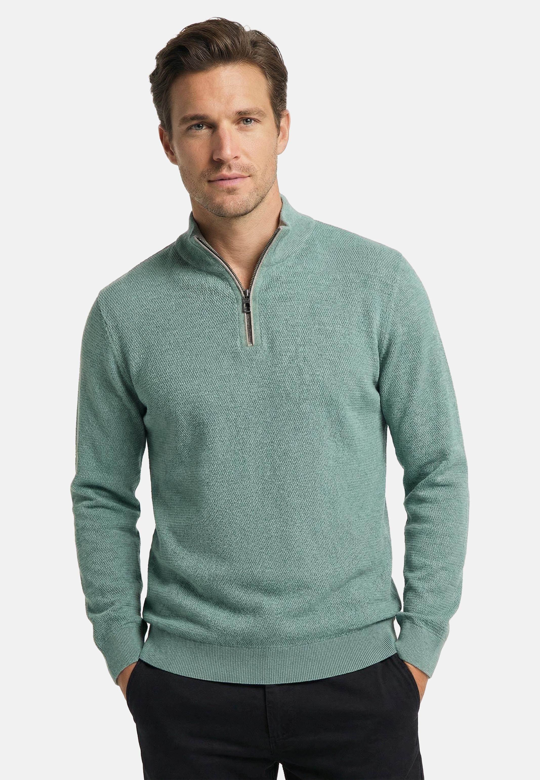 CASAMODA Sweatshirt Basic (1-tlg) Troyer - Baumwolle - Atmungsaktiv - Feine Strickstruktur