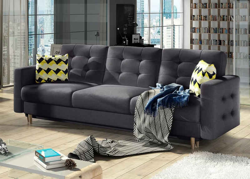 JVmoebel Sofa Sofa Dreisitzer Bettkasten Polster 3 Sitzer 100% Textil Couch Sofort, Made in Europe