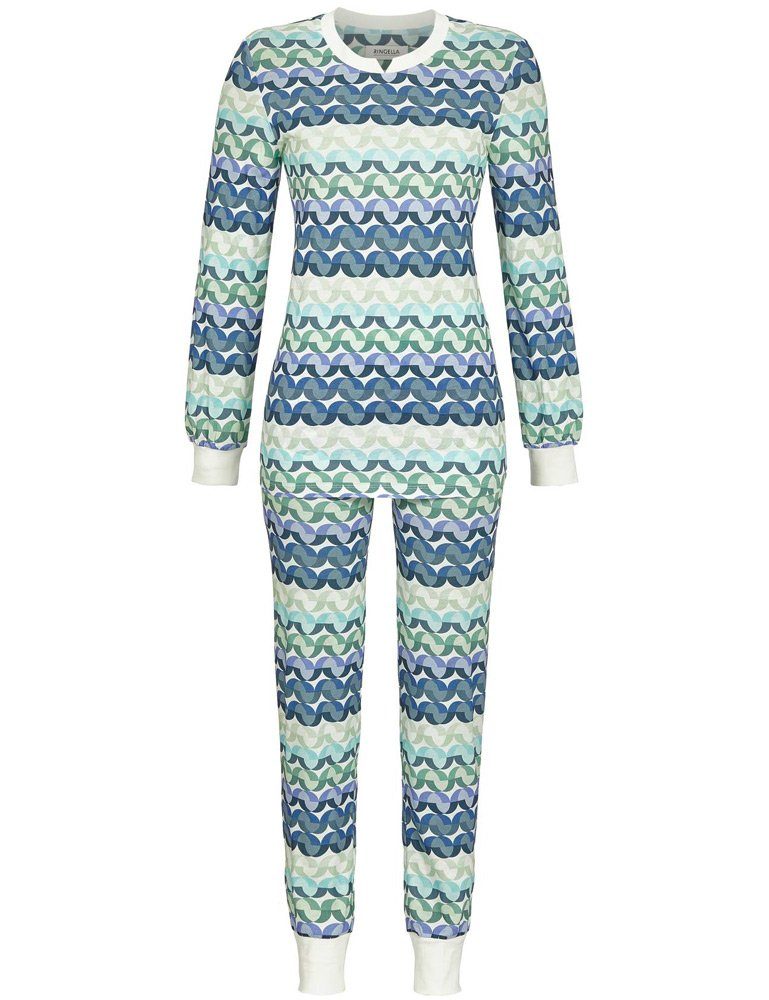 Ringella Pyjama RINGELLA Damen 'Geometric' Langarm Stri mit Pyjama