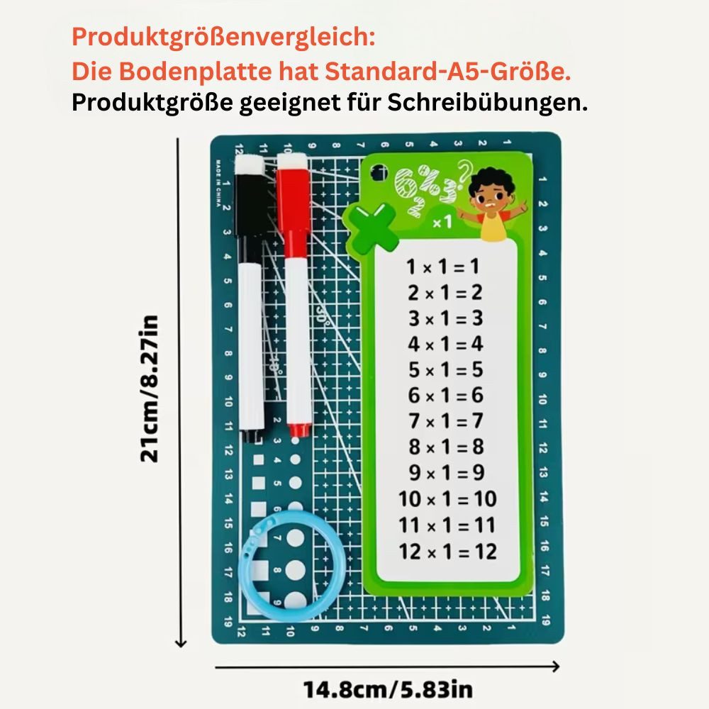 Montegoni Schulheft Mathe Lernkarten Multiplikation Schreibbar Abwischbar mit Stift Kinder, Abwischbar wiederverwendbar schreibbar Einmaleins Training mit Marker