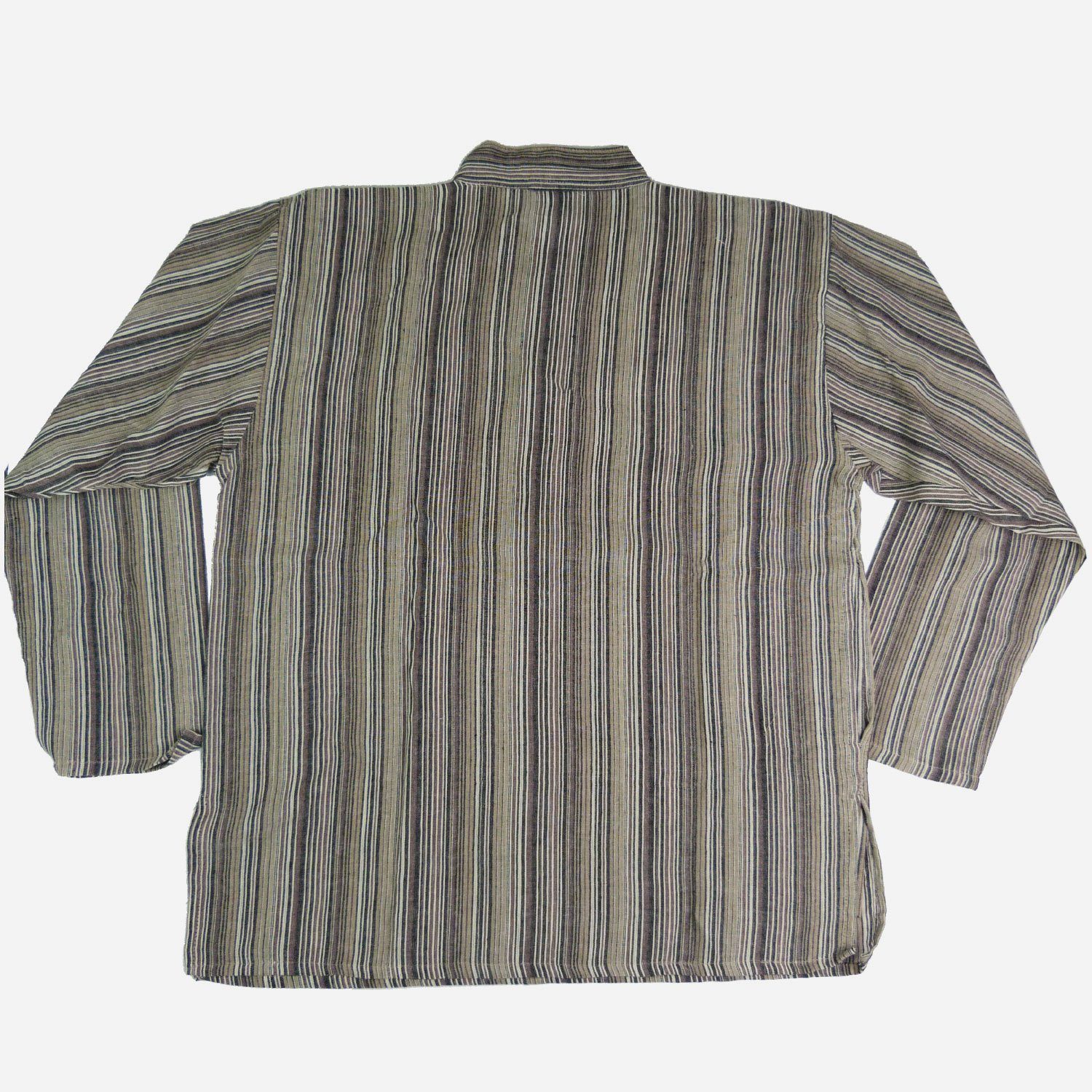 SIMANDRA Streifenhemd Herren Kurta Klassisch Gestreift Beige – Bild 4 von 5
