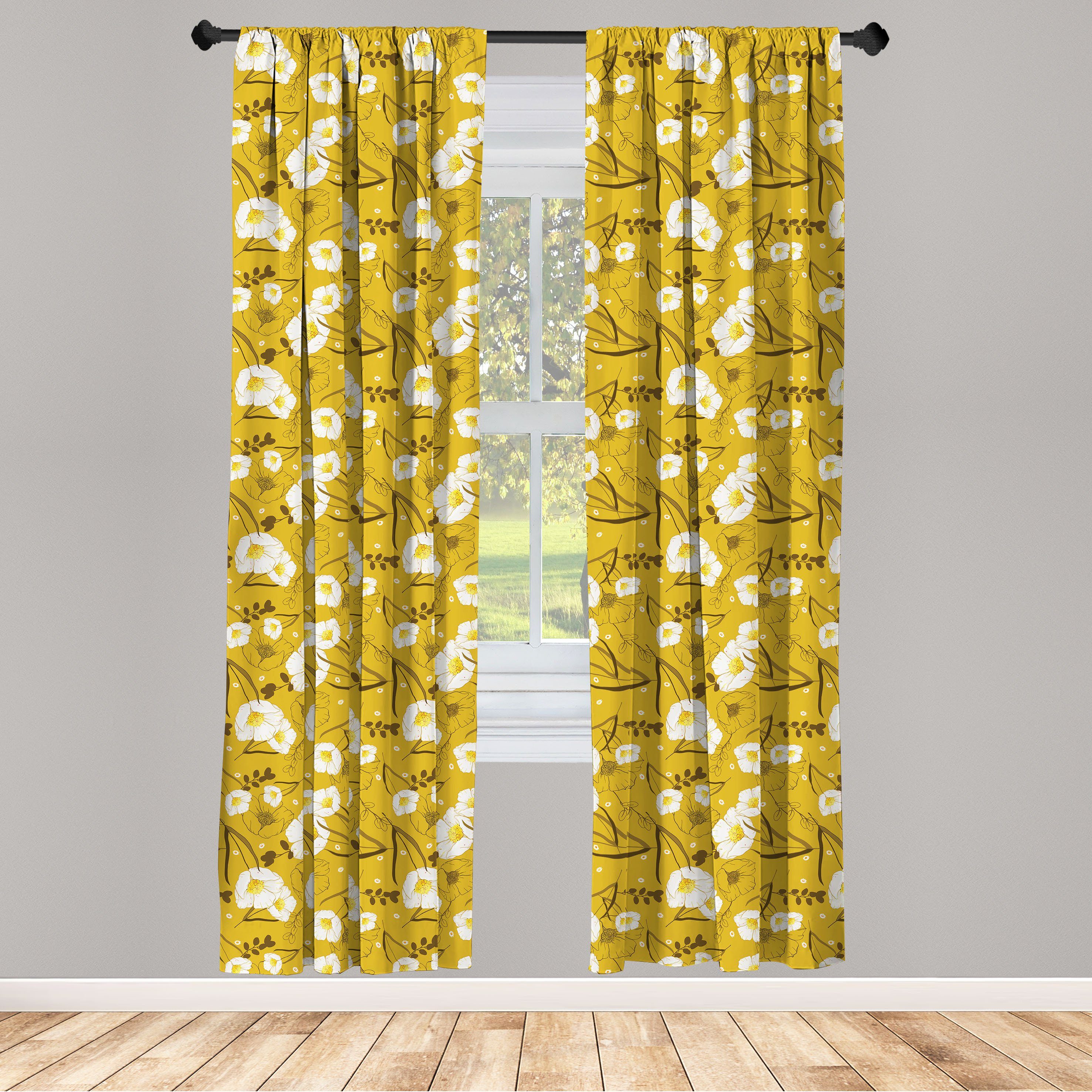 Gardine Vorhang für Wohnzimmer Schlafzimmer Dekor, Abakuhaus, Microfaser, Hawaii Blumen-Frühlings-Blüten