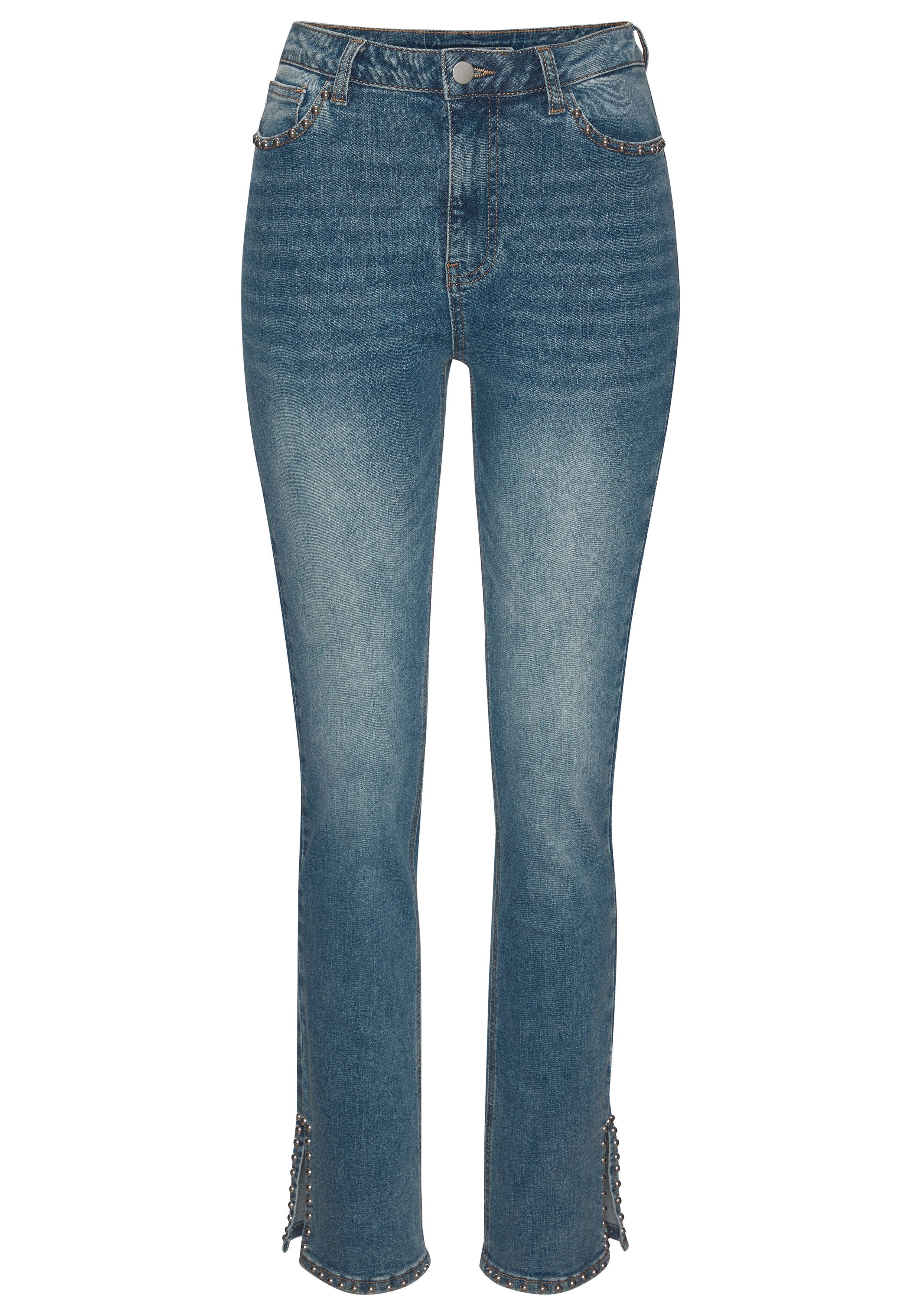 Buffalo 5-Pocket-Jeans mit Schlitz, Nietendetails, Skinny Jeans, modisch