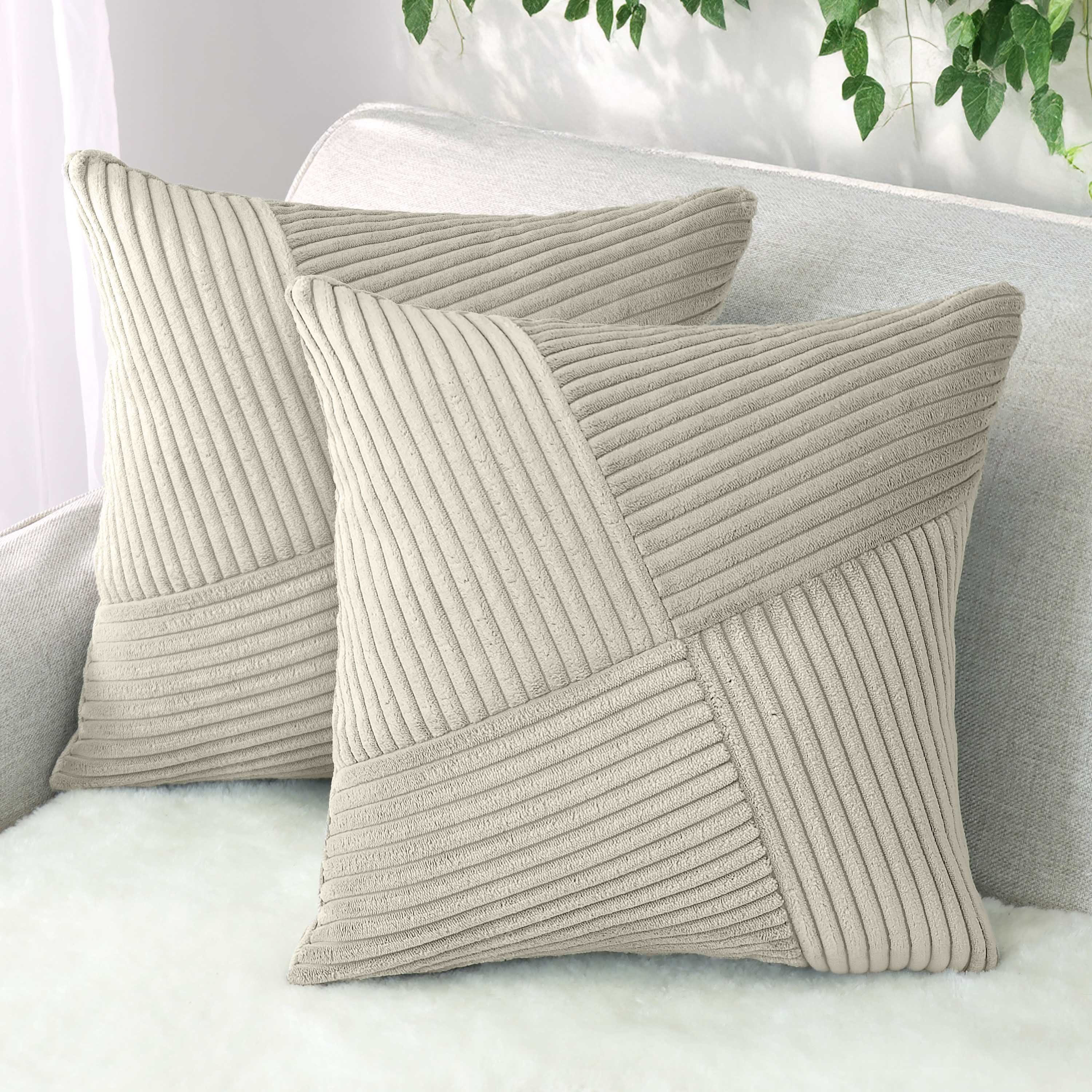 Amilian Dekokissen Sofakissen 40x40 2er Set mit Füllung und Bezug - Cord-Optik, Reißverschluss, formstabil, 2 Stück