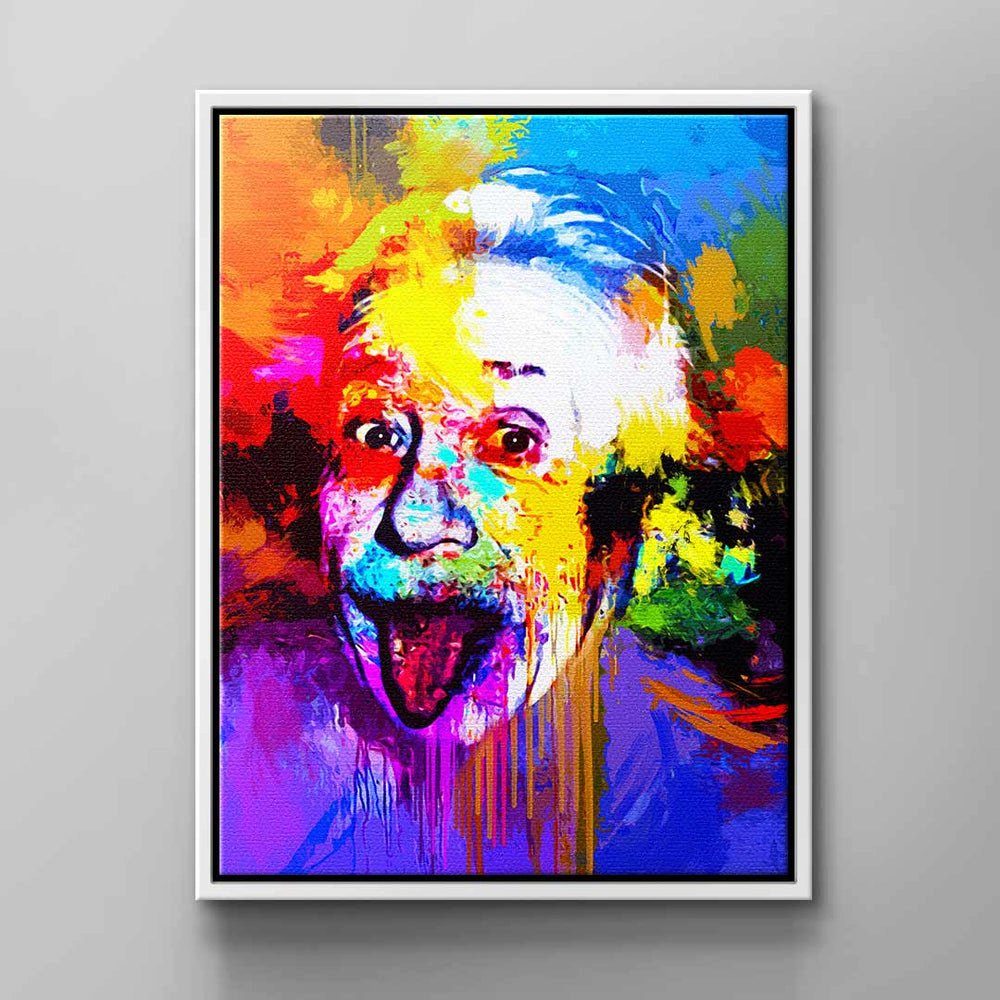 DOTCOMCANVAS® Leinwandbild, Abstraktes schwarzer von Wandbild Einstein Rahmen