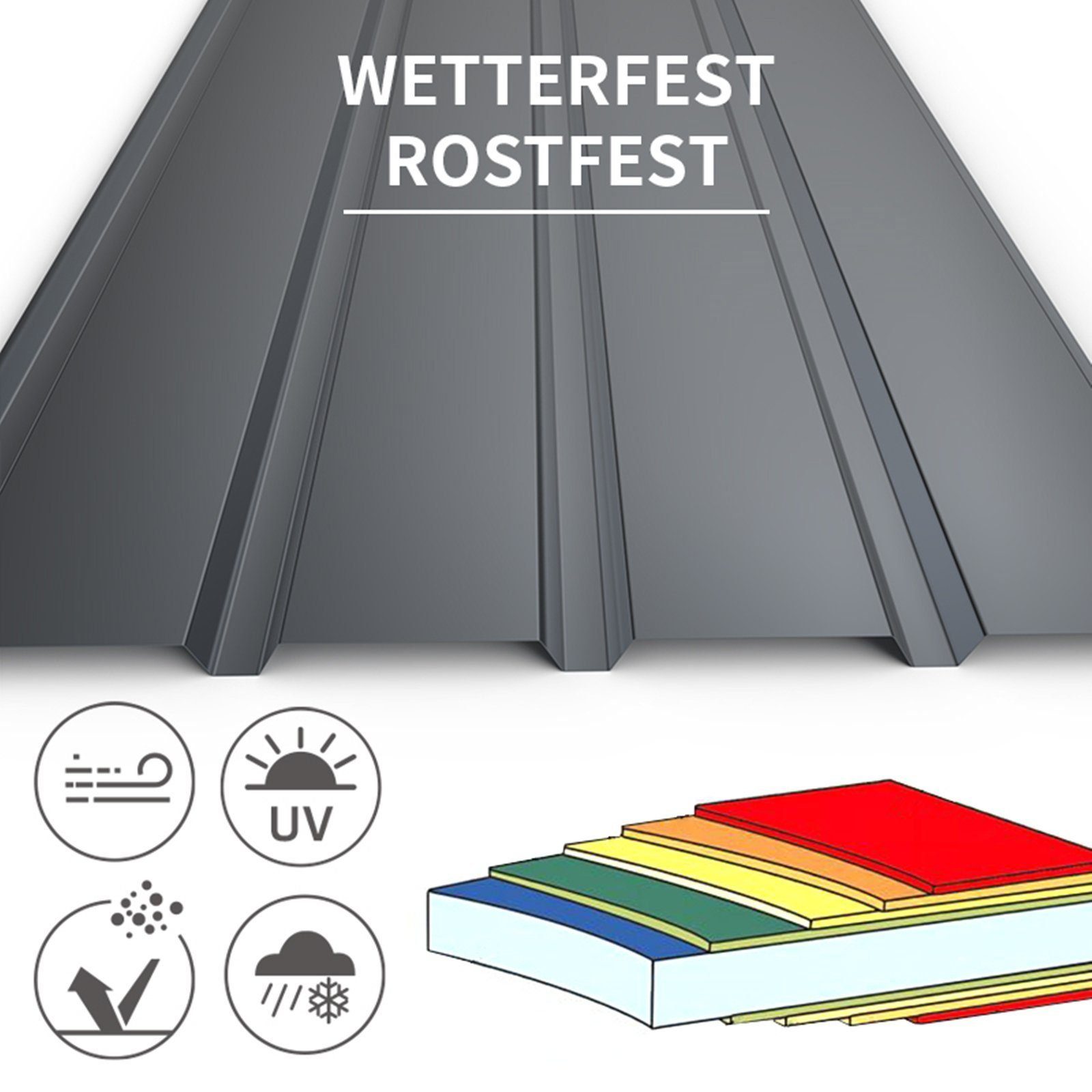 Mondeer Gartenhaus Wellplatten (12-tlg), BxT: 45.00x115.00 cm, Dachplatten Trapezblech verzinkt Profilblech