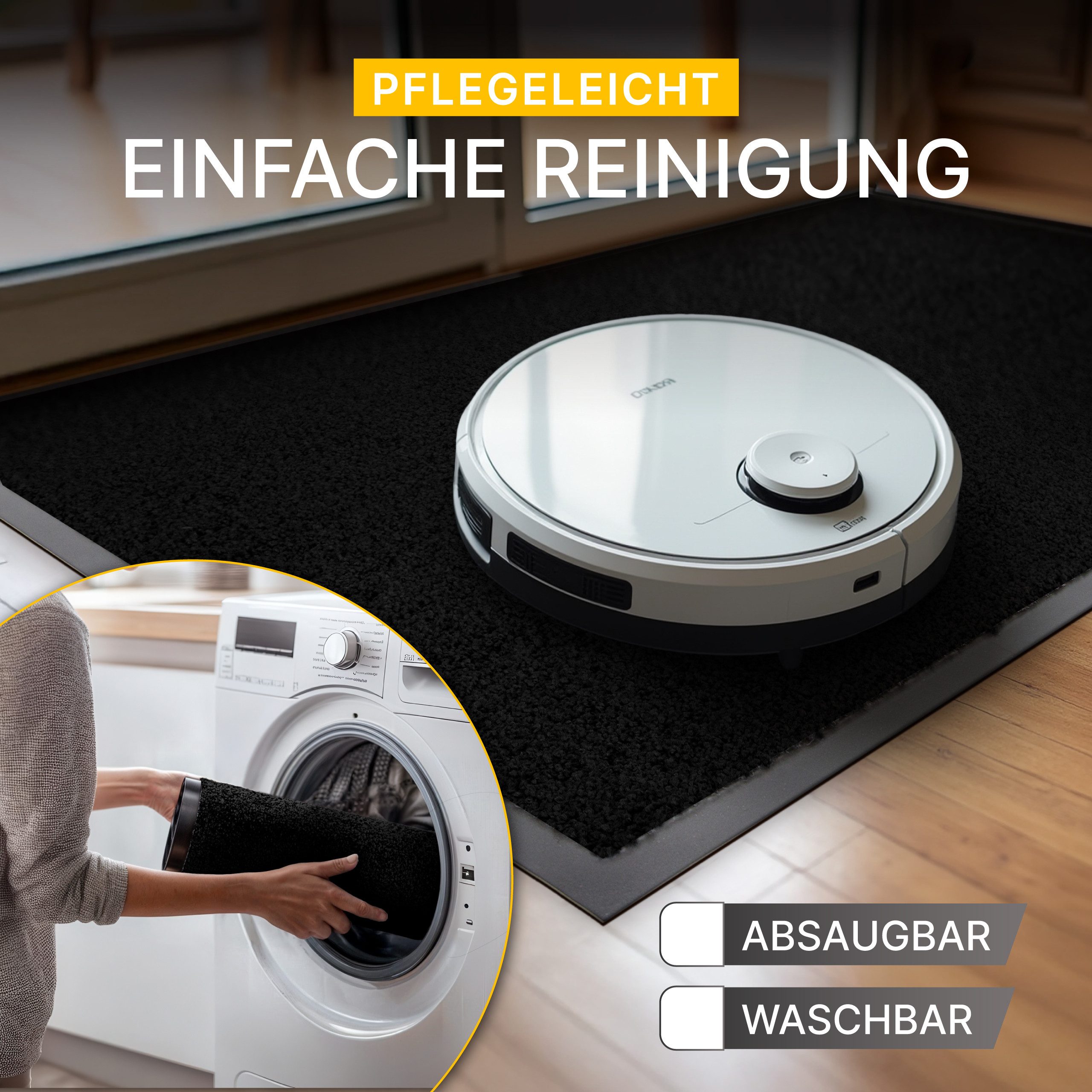 Entrando Fußmatte FIEL, Rechteckig, Höhe: 7 mm, Schmutzfangmatte Innen & Außen waschbar rutschfest dünn saugstark – Bild 5 von 5