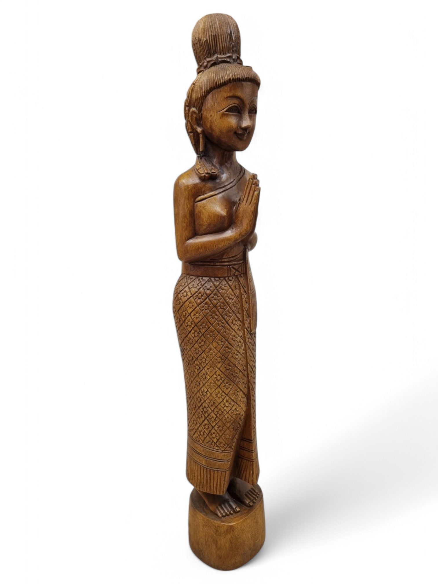 Kinaree Dekofigur Massivholz Statue Sawasdee Lady, Unikate, geschnitzt Massivholz