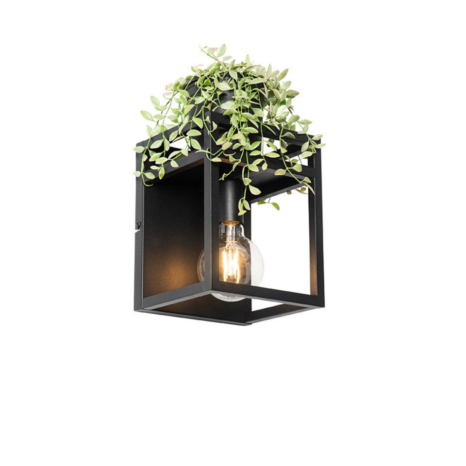 Qazqa Wandleuchte Cage rack, ohne Leuchtmittel, Warmweiß, QAZQA Wand­leuchte, e27, Schwarz, Stahl, Industrie